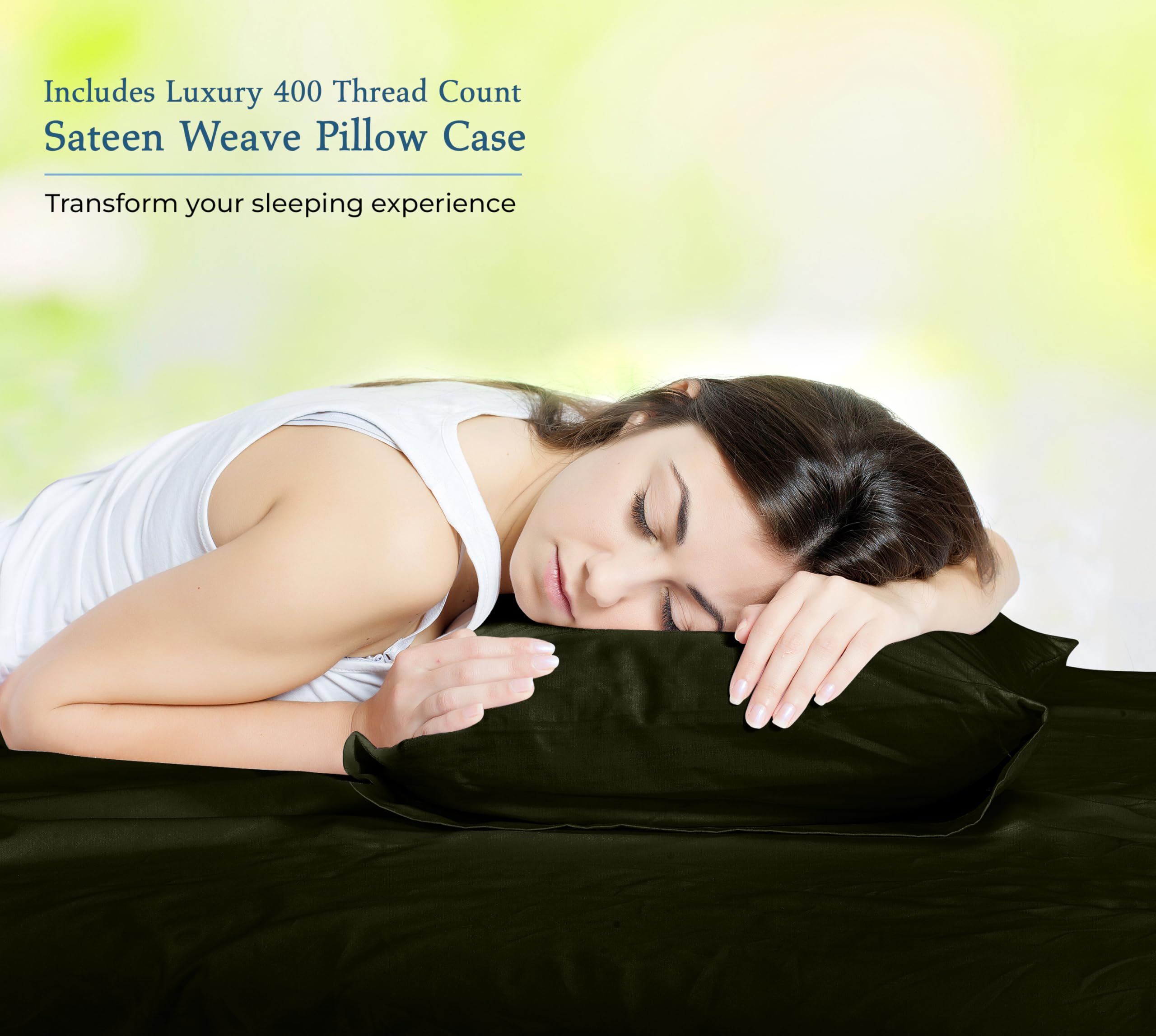 Royale Linens 400TC 100% Cotton Queen Sheet Set - Cooling Sateen for Comfortable Sleep