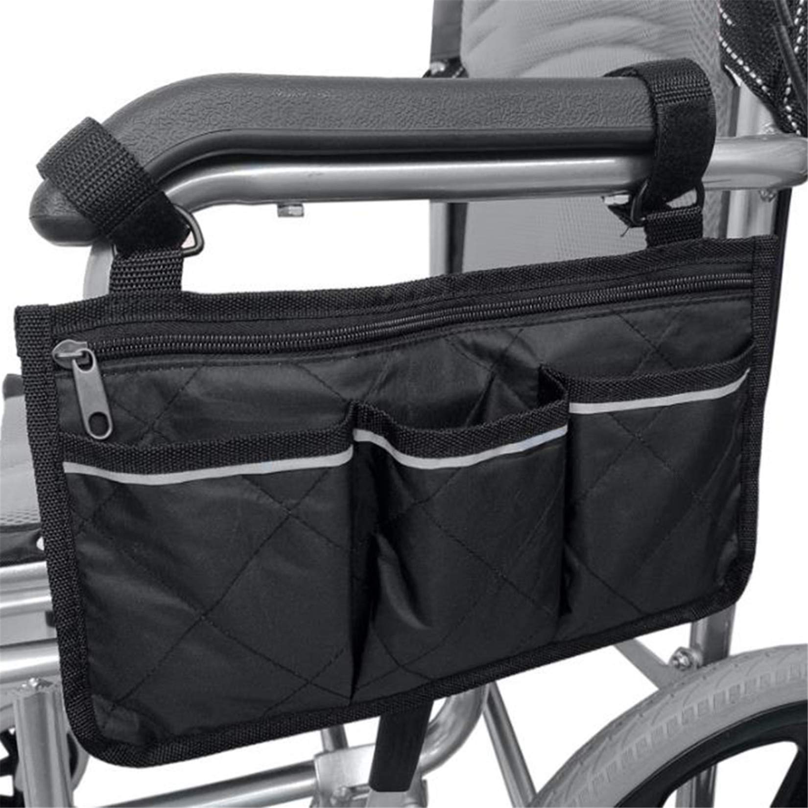 Wheelchair Side Bag - Arm Rest Pouch Organizer for Wheelchairs, Walkers, Rollators & Scooters - Black | Convenient Storage for Mobility Aids Accessories