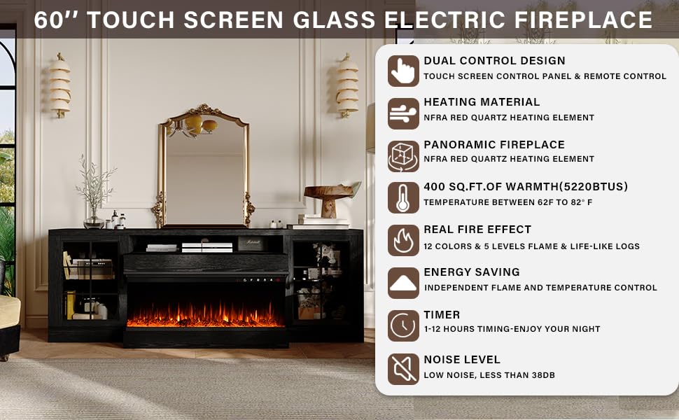 Modern Farmhouse TV Stand for 75 Inch TVs - 3-Sided 60