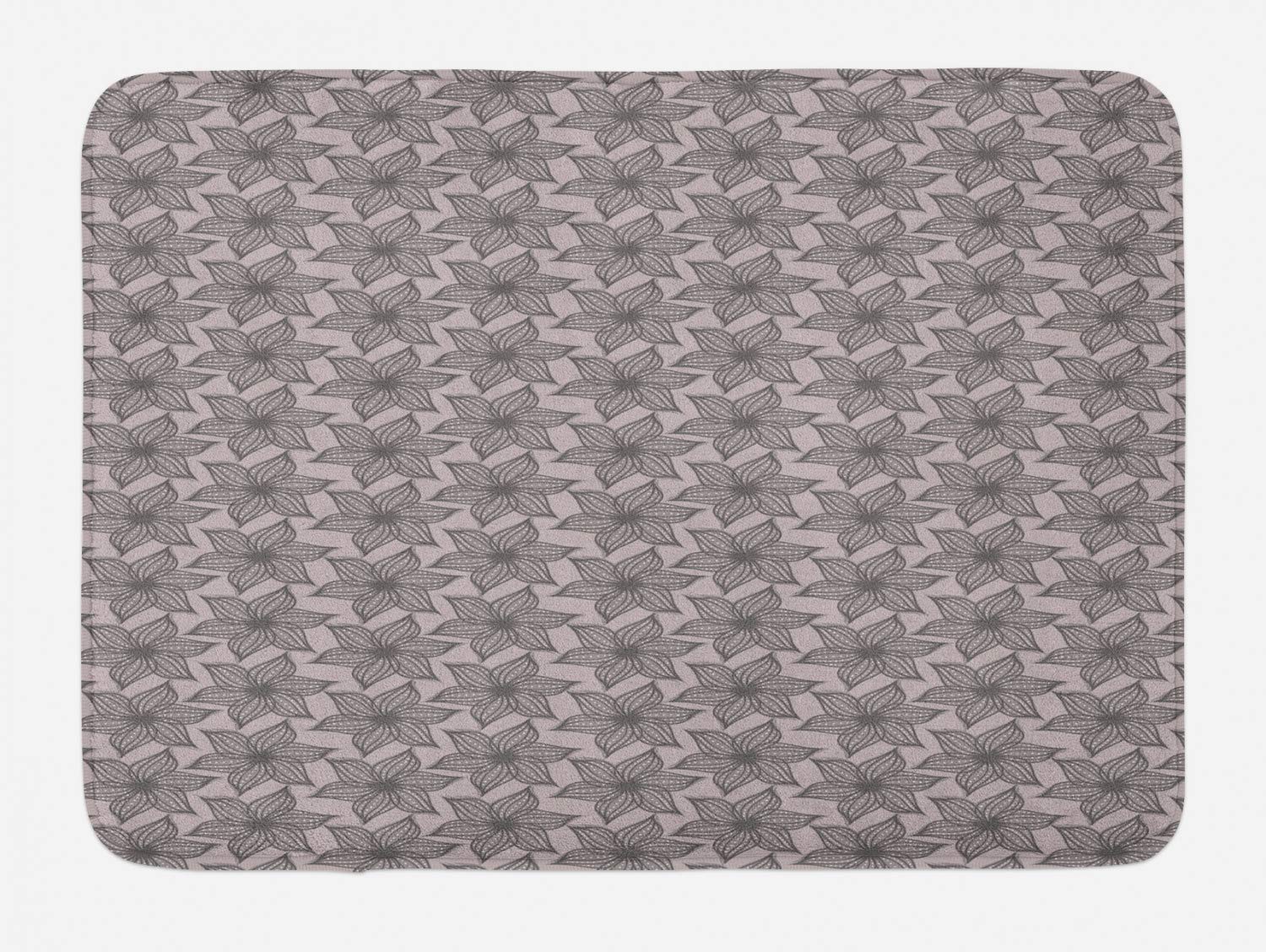 Ambesonne Floral Bath Mat - Non-Slip Plush Bathroom Rug with Abstract Pointy Petals Design in Pale Taupe & Grey, 30.2 x 20 Inches - Perfect for Modern Bathrooms, Guest Suites & Spa-Style Decor