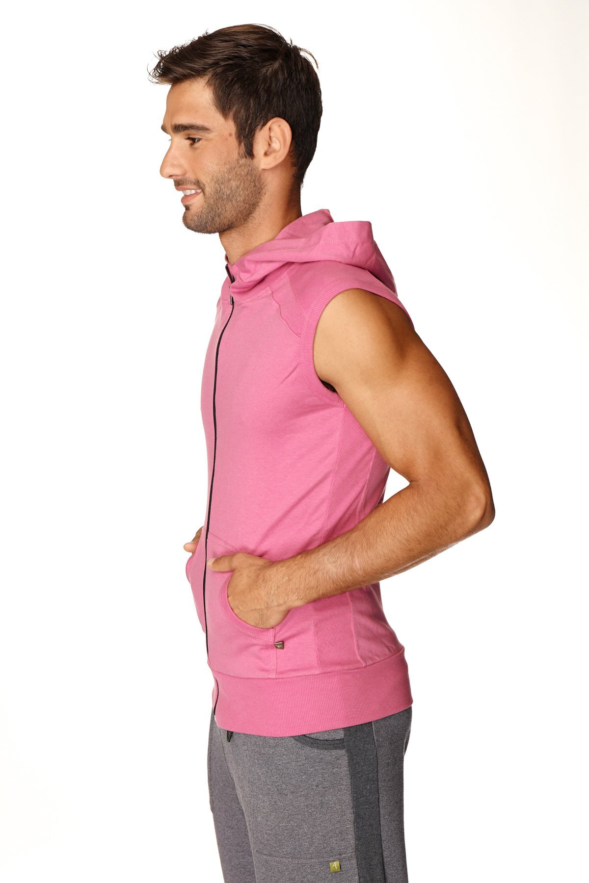 4th Men's Sleeveless Hoodie - Modal French Terry Workout Top for Yoga, Gym & Resort Wear | Made in USA | Stretch Fit European Style | Perfect for Fitness, Travel & Lounge