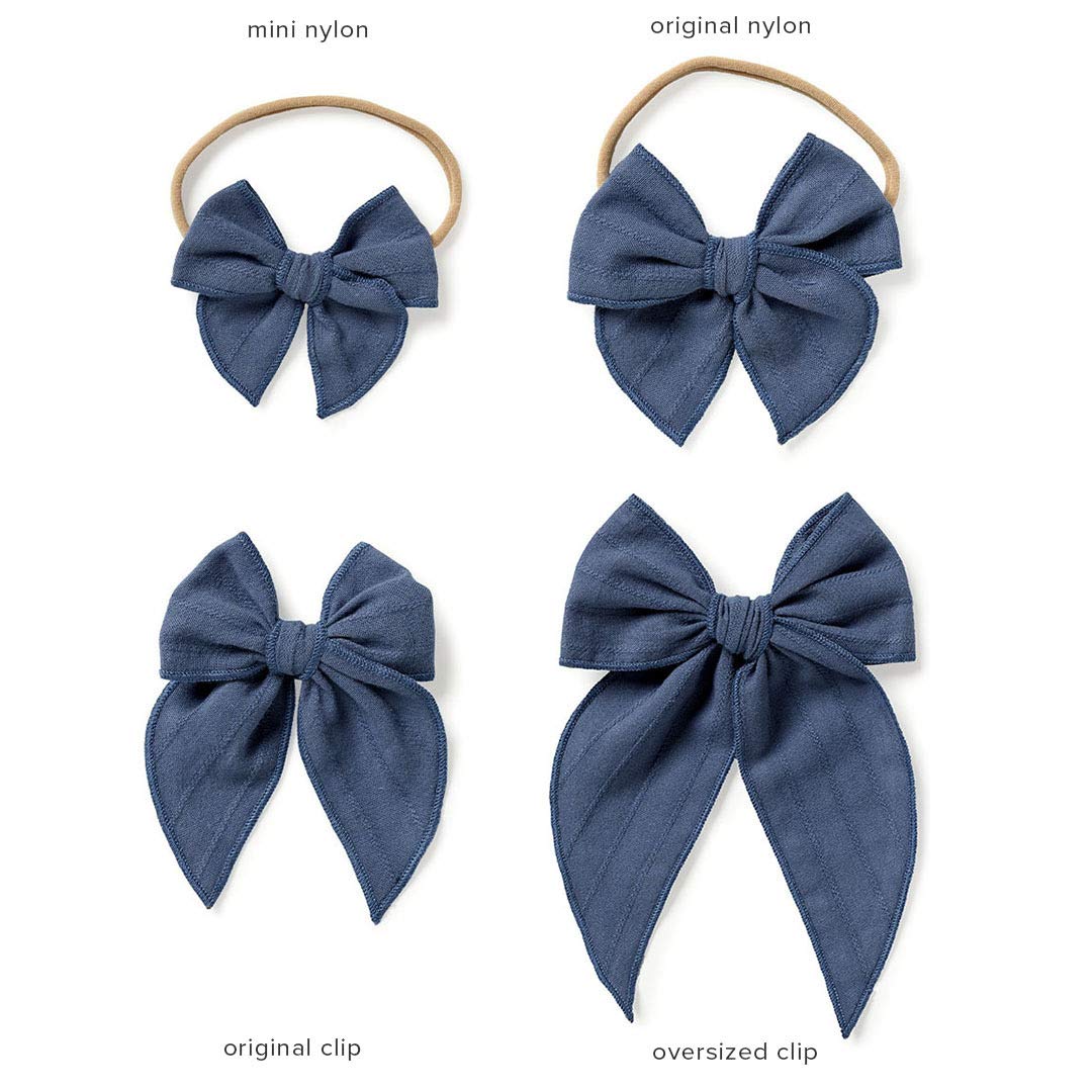 Little Poppy Co. Handmade Claire Hair Bows for Girls & Babies - Premium Embroidered Stripe Headbands, Stylish Hair Accessories for Parties, Photos & Everyday Wear