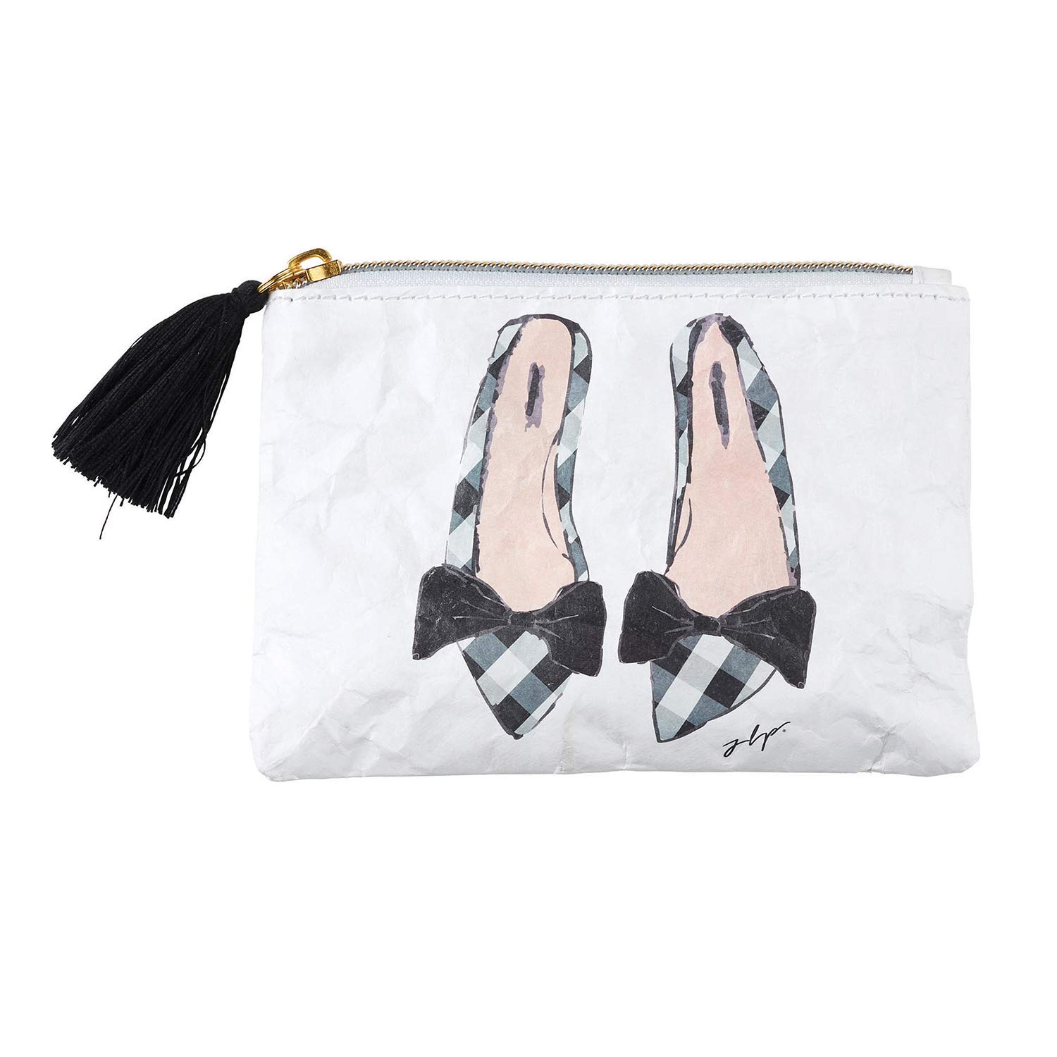 Creative Brands Lili + Delilah Waterproof Coin Purse with Tassel Pull - 5.75 x 4 Inches Checkered Shoes Pattern - Perfect for Travel, Shopping & Everyday Essentials Storage