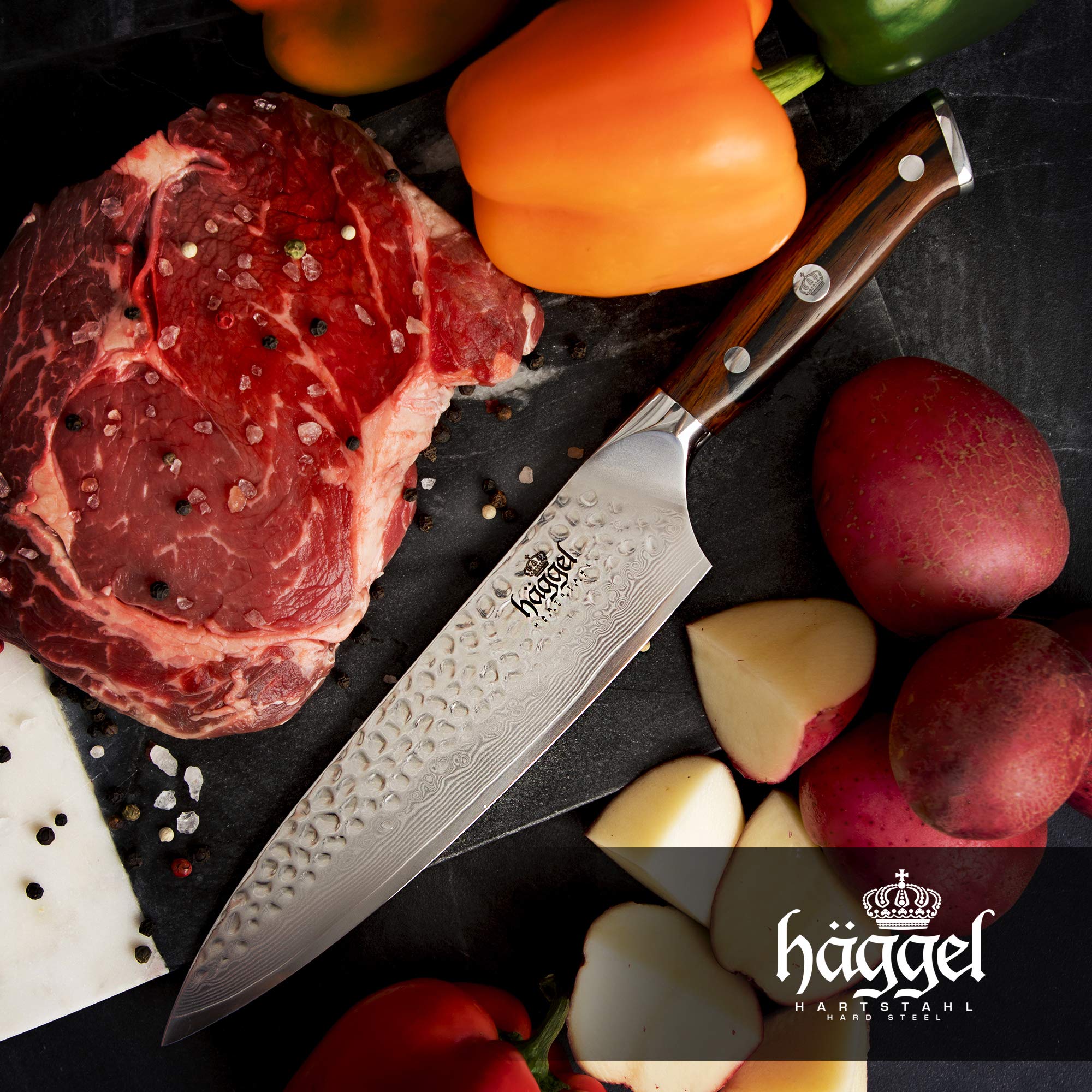Ultra-Sharp 8 Inch Professional Chef Knife - Hand Hammered VG10 Stainless Steel Kitchen Knife for All-Around Food Preparation | Perfect Gift for Chefs & Home Cooks | Ideal for Slicing, Dicing, and Chopping Vegetables, Meat, and Herbs