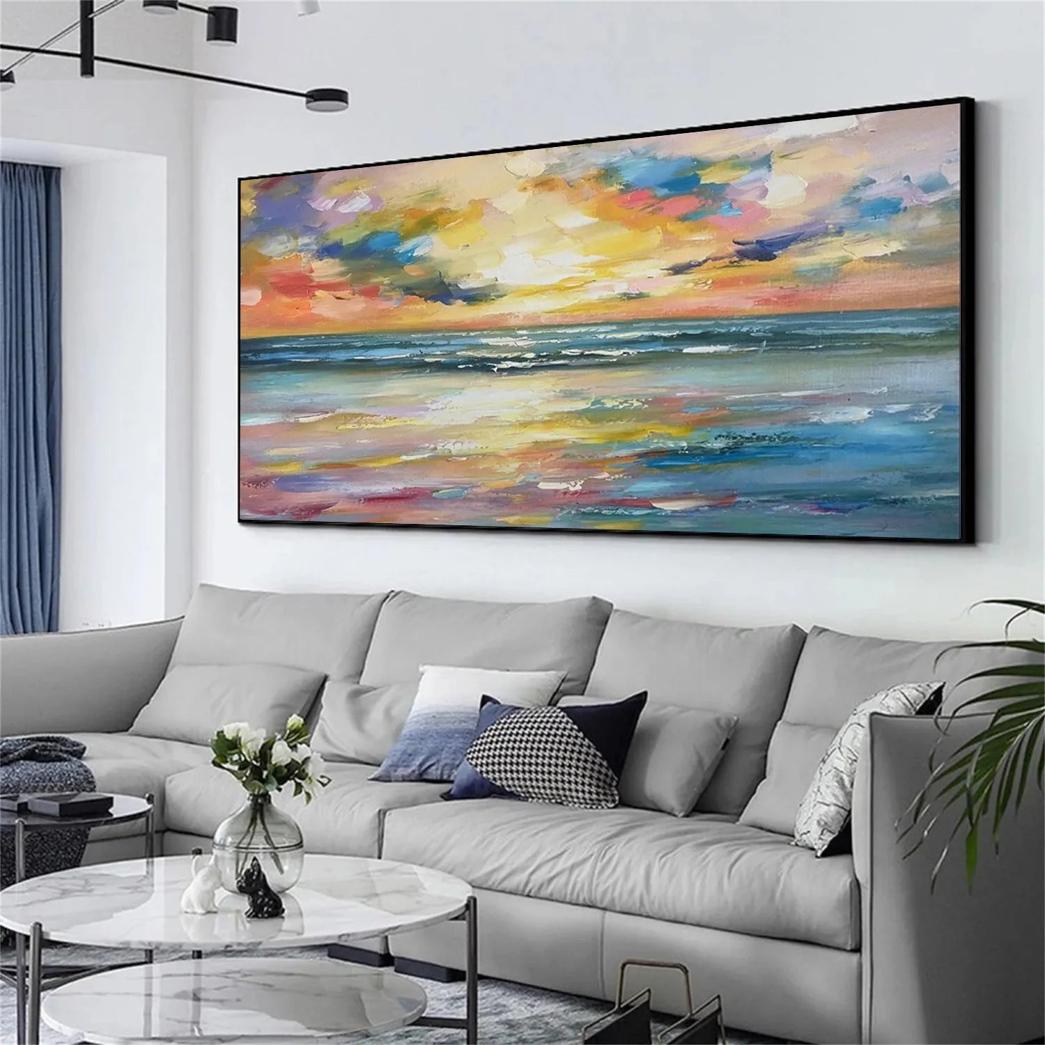 Ocean and Sky Painting #OS 166 - Handmade Seascape Wall Art for Home & Office Decor - Perfect for Living Room, Bedroom, or Beach House