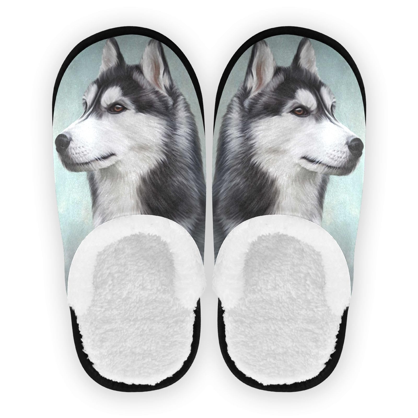 Women's Cozy Husky Slippers - Warm Fuzzy Indoor Shoes for Home & Bedroom