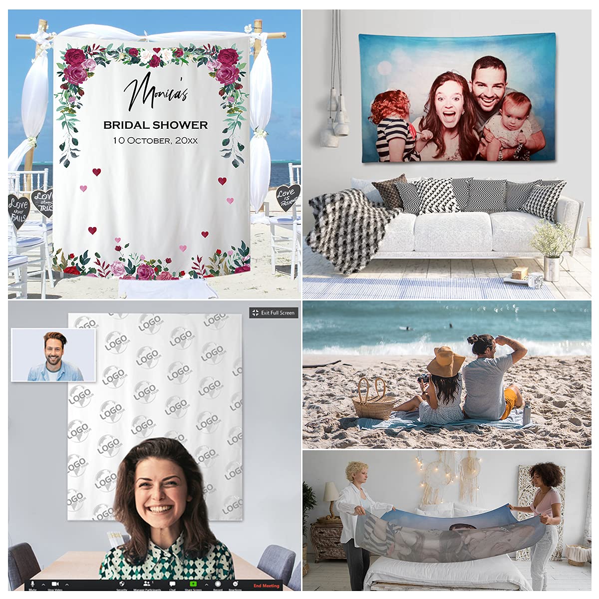 Custom Bridal Shower Backdrop - Personalized Wedding Tapestry Decor for Baby Showers & Graduations - 60x80 Inch Photo Wall Hanging Art (Polyester) - Perfect for Wedding Receptions, Birthday Parties & Home Decor