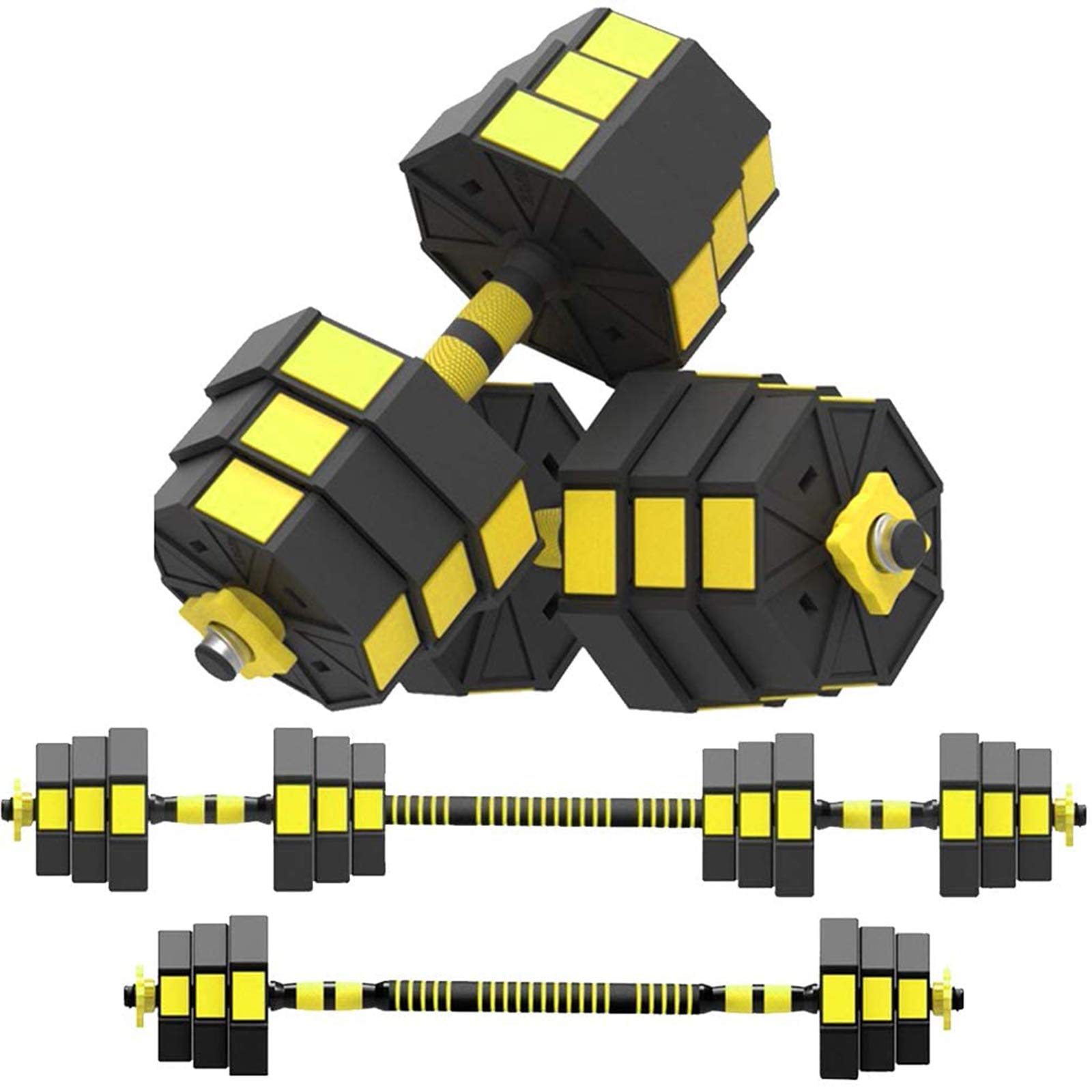 Adjustable Dumbbell Barbell Set 44/66 lbs - Free Weights for Home Gym, Strength Training Equipment for Men & Women - Perfect for Full-Body Workouts, Muscle Building & Home Fitness