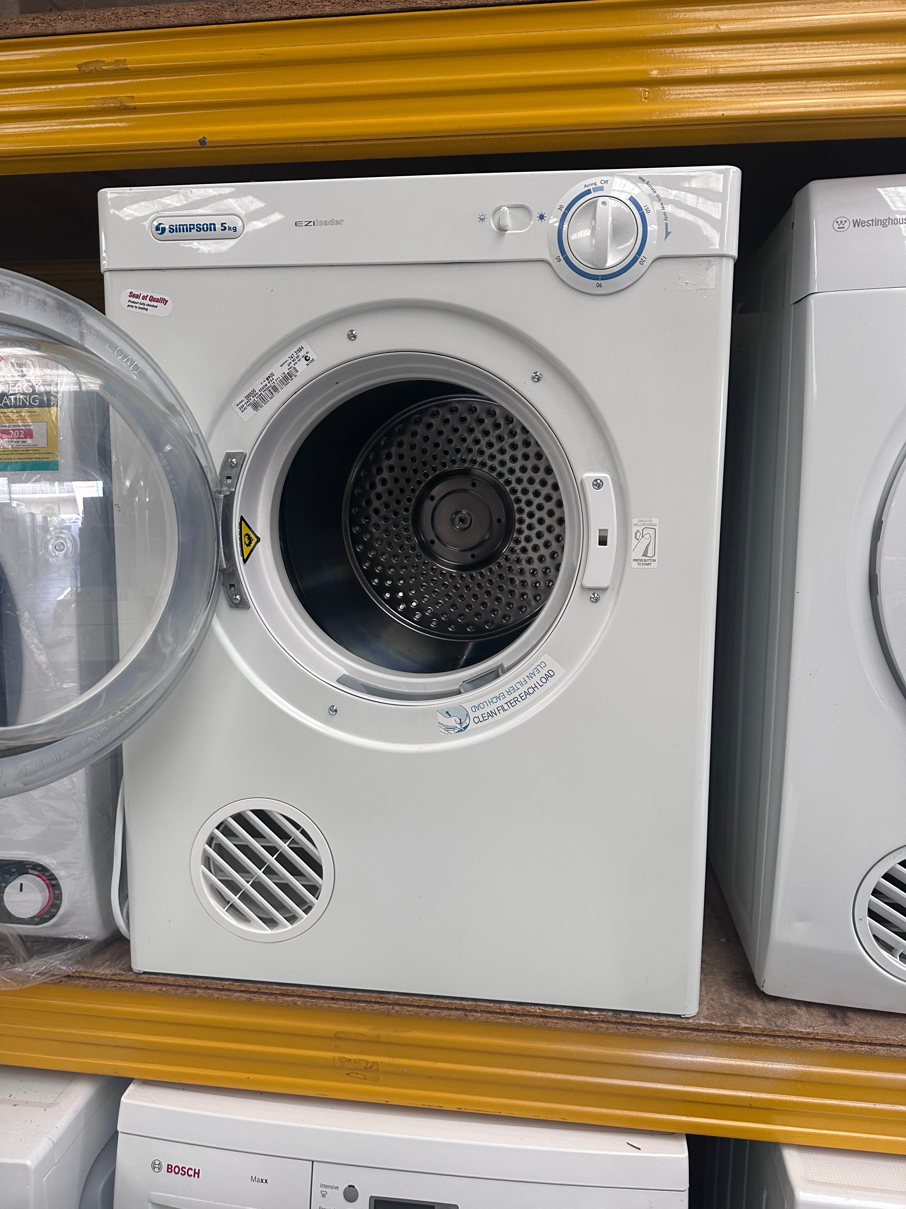 Simpson 5kg Compact Clothes Dryer | Energy Efficient & Quiet | Refurbished with Warranty | Perfect for Apartments, Dorms & Small Laundry Spaces