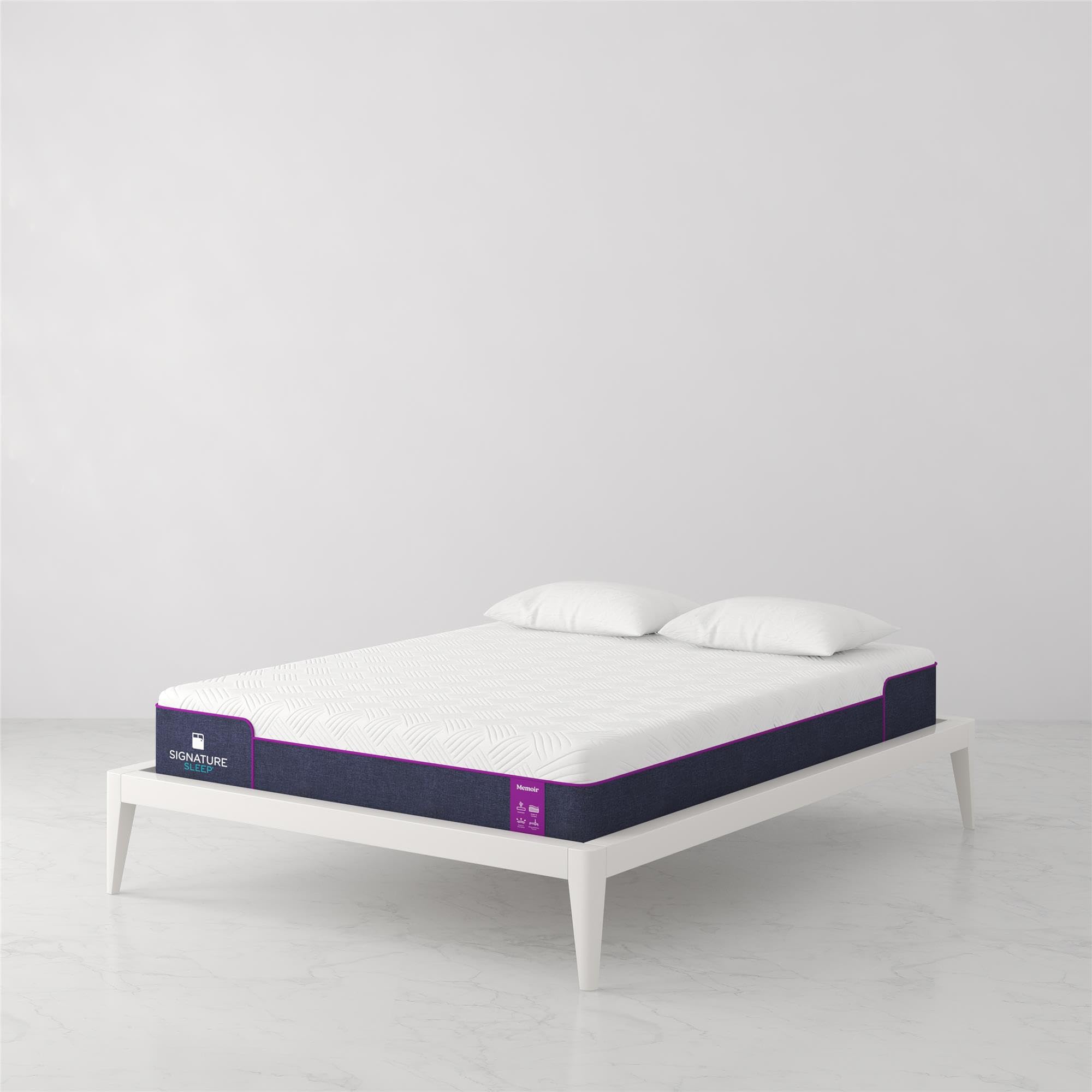 Signature Sleep Memoir 10 Inch Medium Firm Memory Foam Mattress - CertiPUR-US & OEKO-TEX Certified - Full Size Bed Mattress in White - Perfect for Guest Rooms, Dorms & Small Apartments