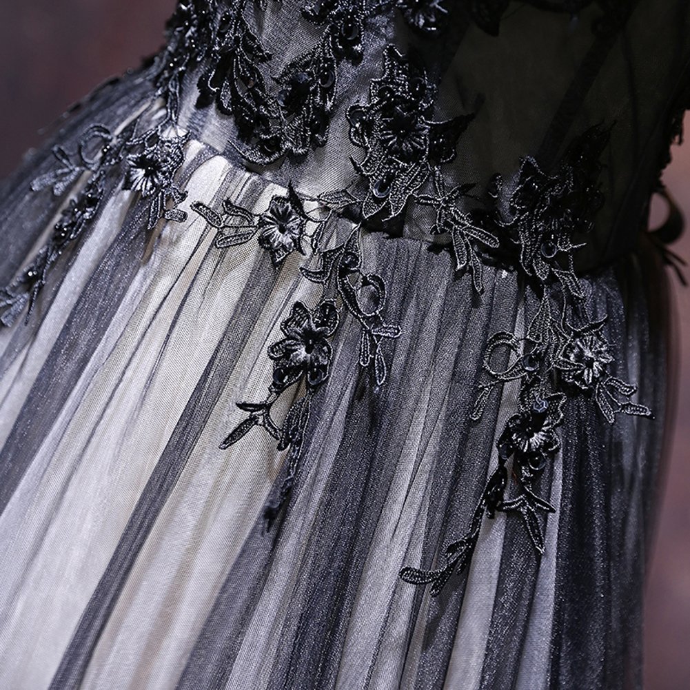Kivary Long V-Neck A-Line Sheer Beaded Lace Prom Evening Dress for Women - Elegant Formal Gown for Homecoming, Cocktail Party & Special Occasions