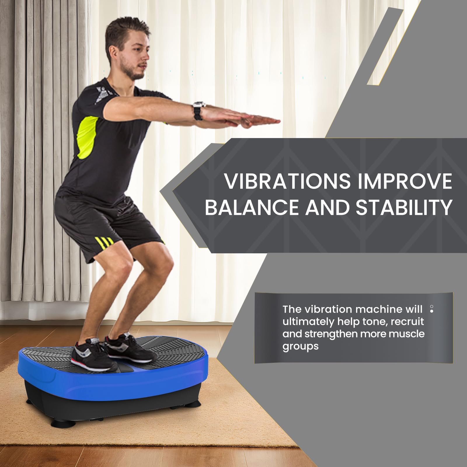 Best Vibration Plate Exercise Machine for Full Body Workout - 330lbs Weight Capacity - Home Fitness Equipment for Toning, Weight Loss & Massage - Perfect for Home Gym, Physical Therapy & Recovery