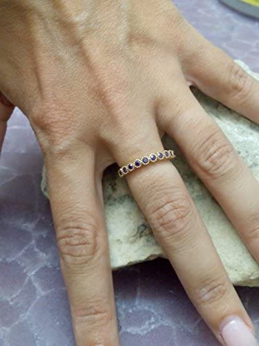 Multi Gemstone Band Ring - Amethyst & Tiny Stones Gold Filled Ring for February Birthdays, Bridal Party & Everyday Wear
