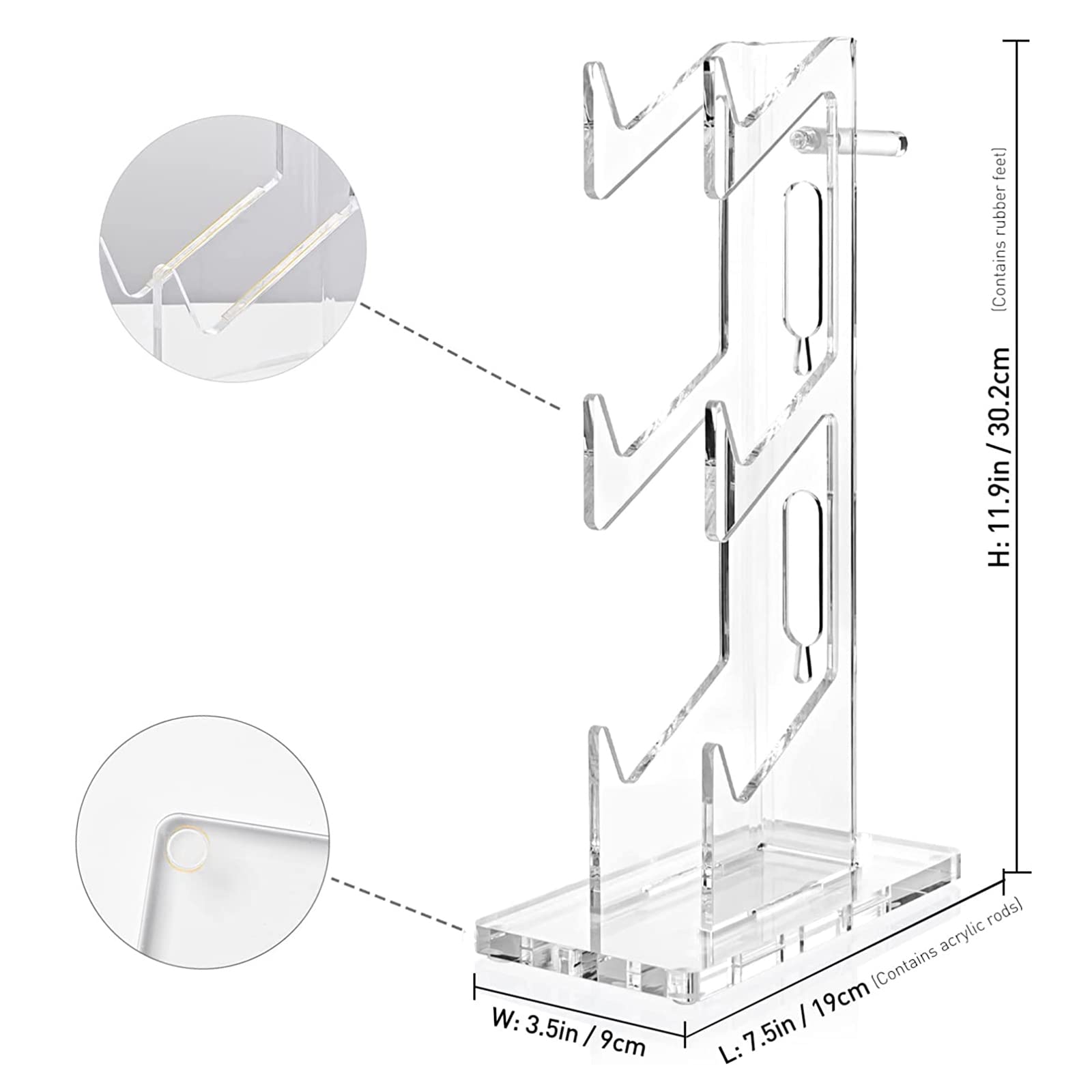 doepeBAE Universal Gaming Controller Stand for Xbox Series X, PS4, PS5 & Switch - Clear Acrylic Headset & Controller Holder with 3-Slot Design | Perfect for Organized Gaming Setup & Display