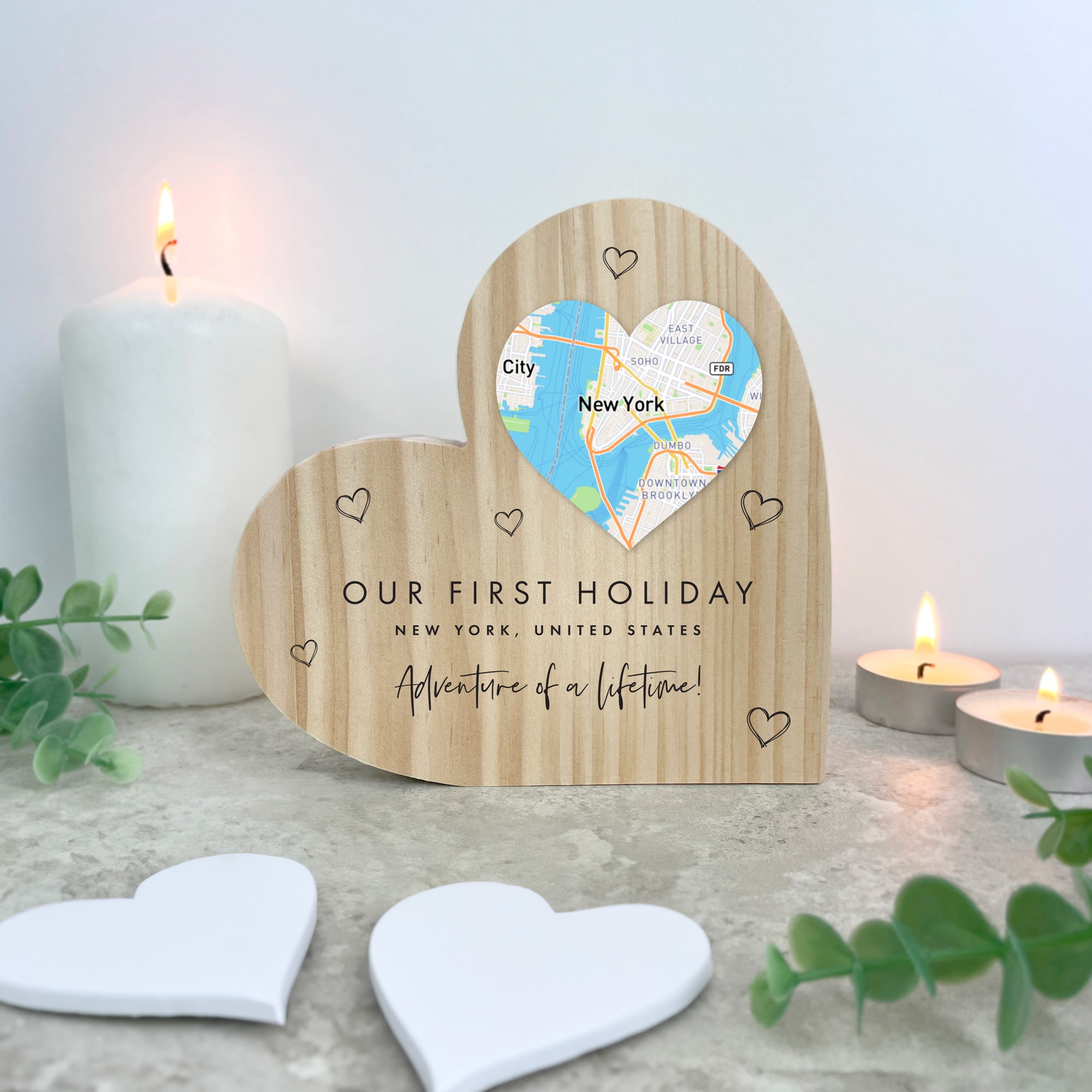 Personalized Heart Map Location Wooden Freestanding Heart Sign - Custom Home Decor for Couples, Wedding, Anniversary Gift & Nursery Wall Art