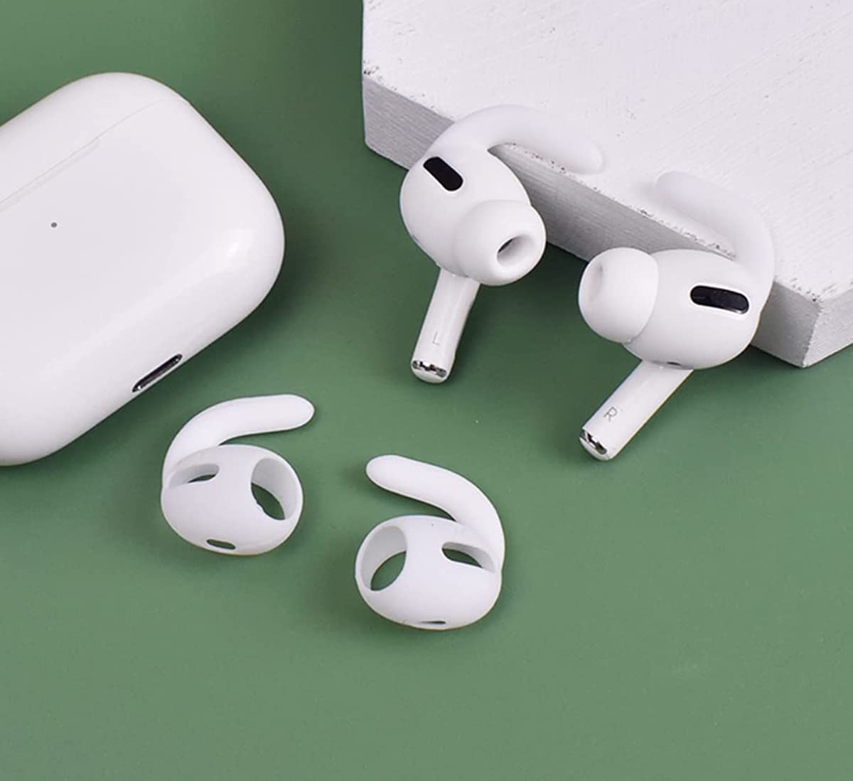 Premium 6 Pairs Anti-Slip Silicone Earbud Tips for AirPods Pro - Secure Fit for Sports & Workouts - Sweatproof & Noise Isolating Ear Hooks - Replacement Accessories for Apple AirPods Pro (White) - Perfect for Running, Gym & Outdoor Activities
