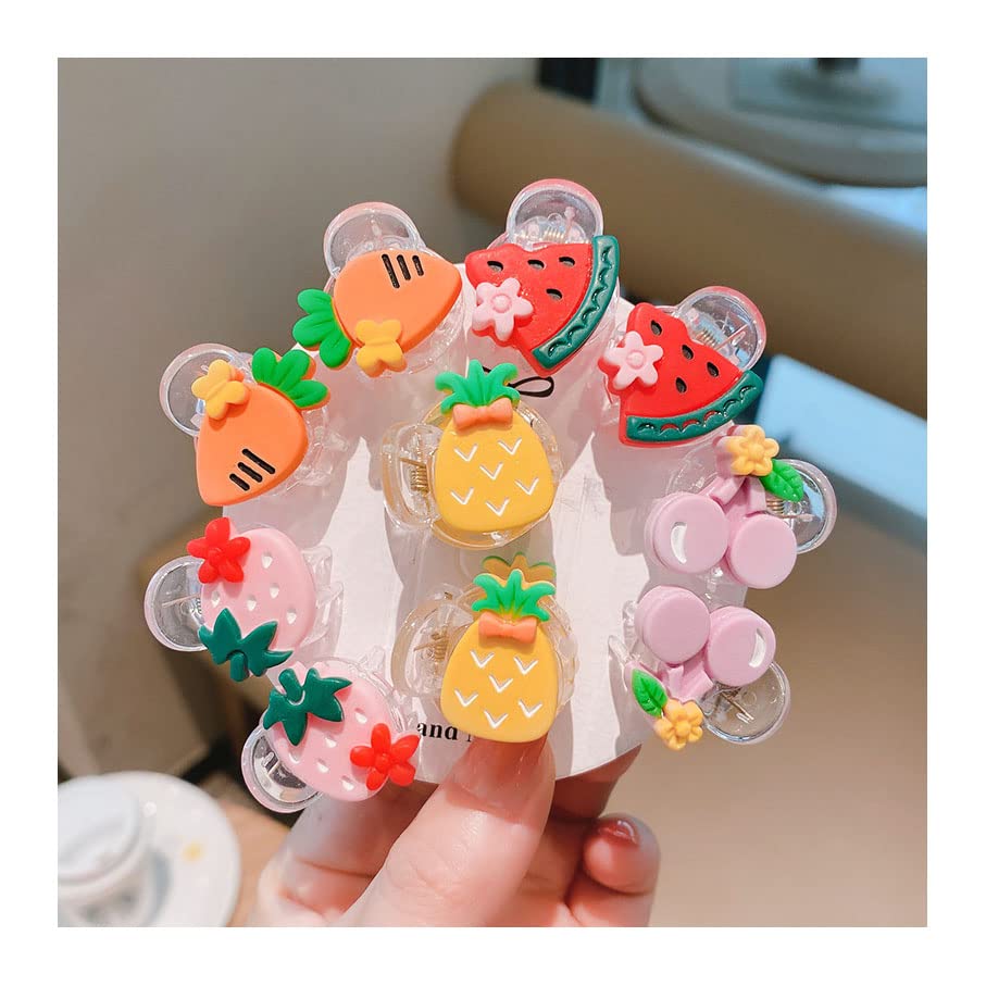 20 Pcs Transparent Cartoon Fruit Hair Clips for Girls - Colorful Barrettes, Hair Pins & Claw Clips | Kids Hair Accessories for School, Parties & Daily Styling