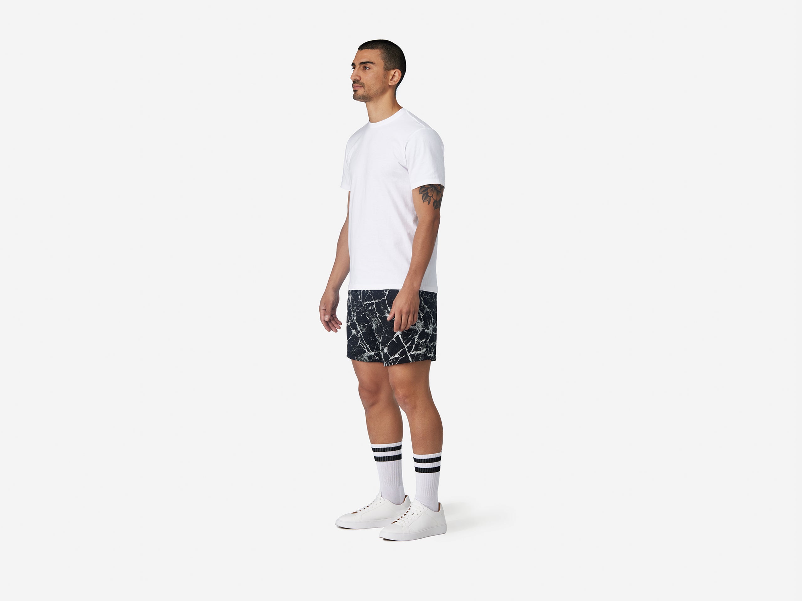 4 Pocket Lounge Shorts for Men - Comfortable Marble Print Casual Shorts | Perfect for Gym, Running, Beach & Summer Vacation