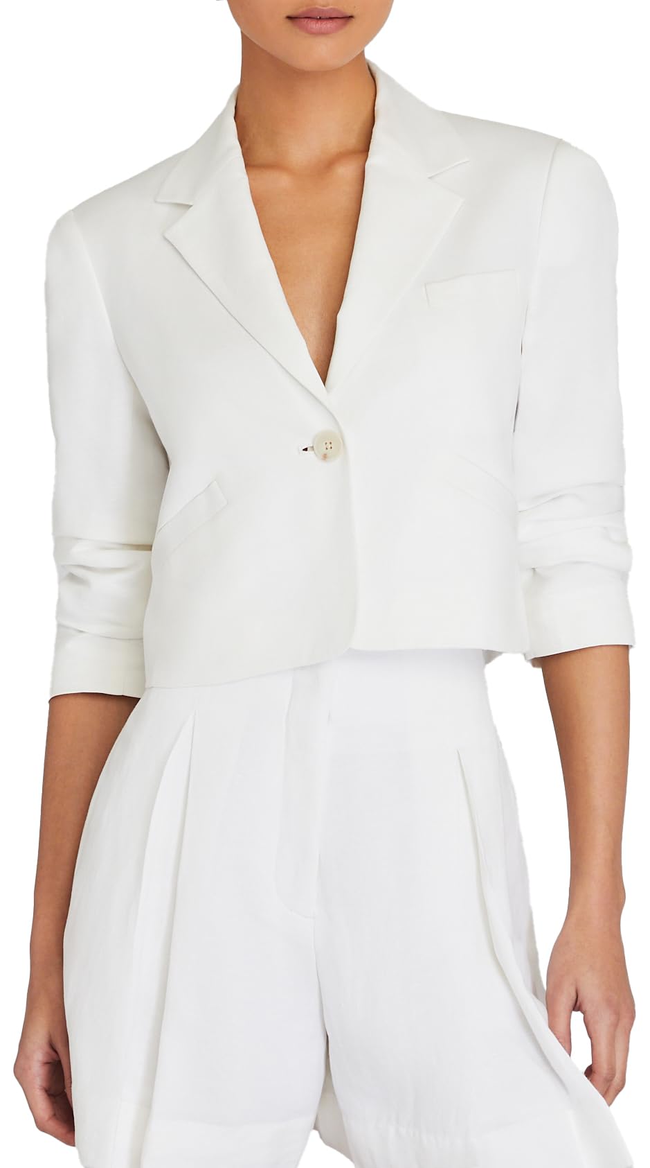 Club Monaco Women's Cropped Linen Blend Blazer - Lightweight Summer Jacket for Office Wear & Casual Outfits | Professional & Stylish Women's Fashion