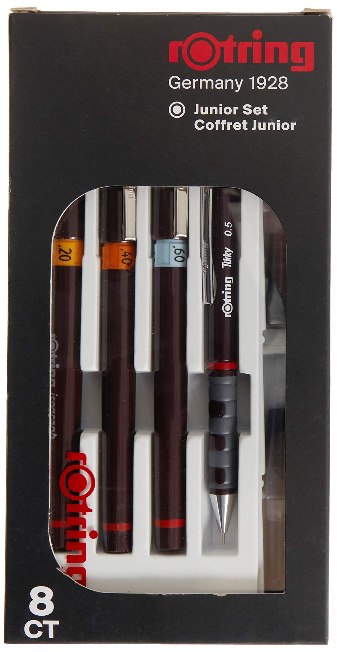 Rotring Isograph Junior Set - 3 Technical Drawing Pens (0.20mm, 0.40mm, 0.60mm) with Accessories - Perfect for Architects, Engineers & Artists - Drafting, Sketching & Technical Illustration Tools
