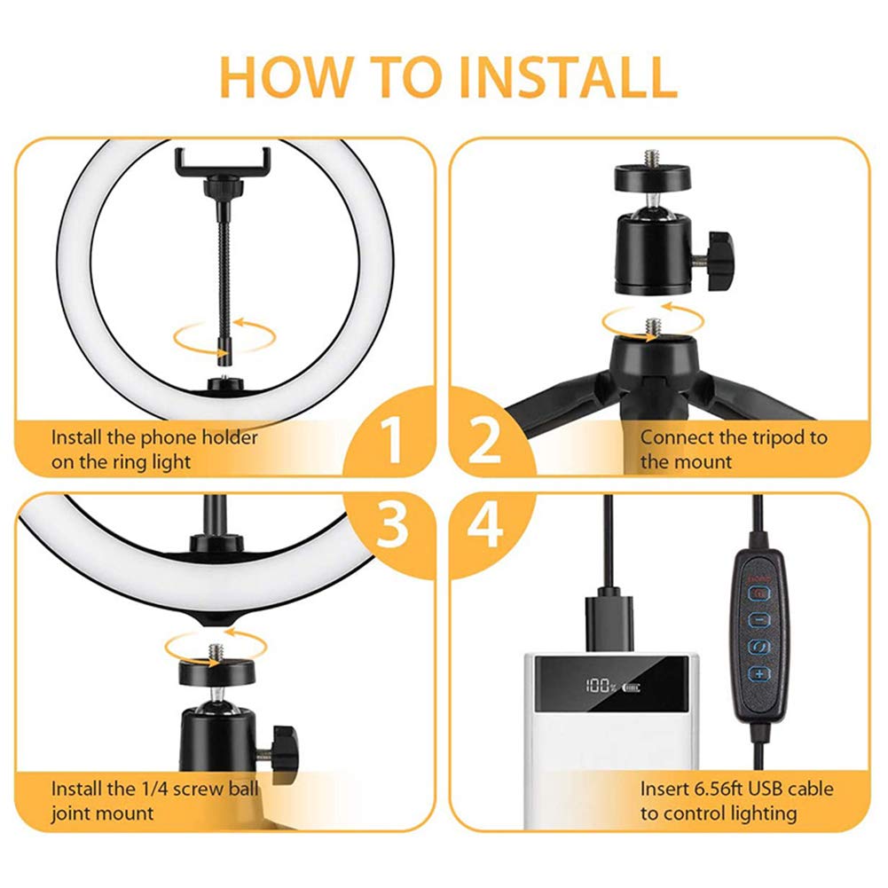 6/10 Inch Adjustable LED Ring Light with Tripod Stand - Professional Photography Lighting for Camera, Phone, YouTube Videos, Live Streaming & Studio Fill Light - Perfect for Content Creators, Vloggers and Makeup Artists