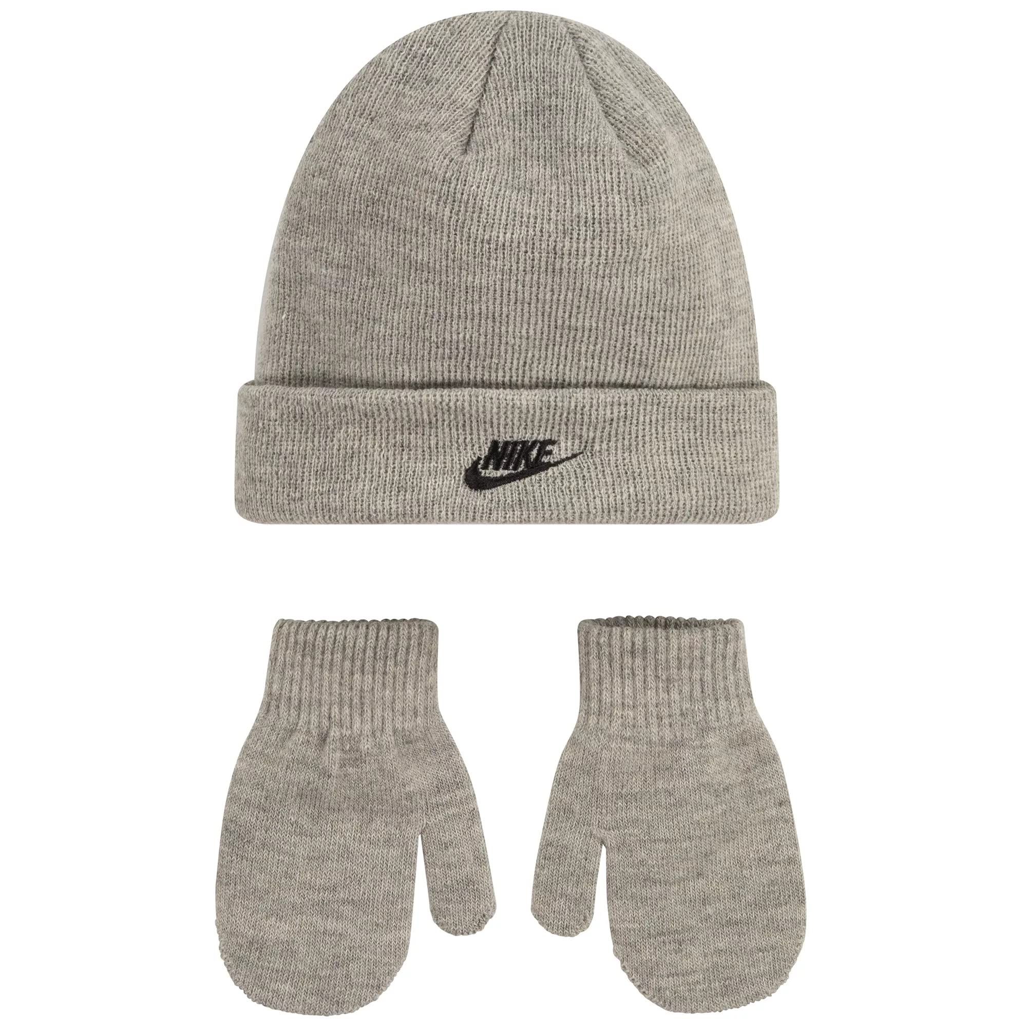 Nike Baby Boys' Winter Beanie and Mittens Set - Warm 2-Piece Knit Hat and Gloves for Toddlers - Perfect for Cold Weather, Snow Play, and Outdoor Adventures