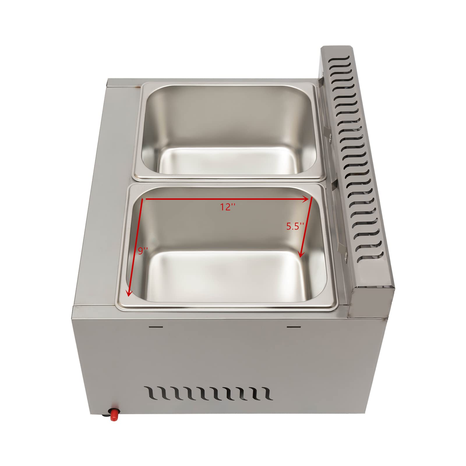 Commercial Dual Server Food Warmer - 2-Pan 400 fl oz Gas Bain Marie Buffet Countertop Steam Table with Adjustable Temperature for Restaurants, Catering & Events - Perfect for Keeping Soups, Sauces & Side Dishes Warm