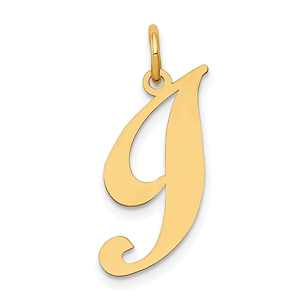 14K Yellow Gold Medium Script Letter I Initial Monogram Charm Necklace for Women - Personalized Name Pendant, Dainty Fine Jewelry Gift for Her - Perfect for Birthdays, Anniversaries & Special Occasions