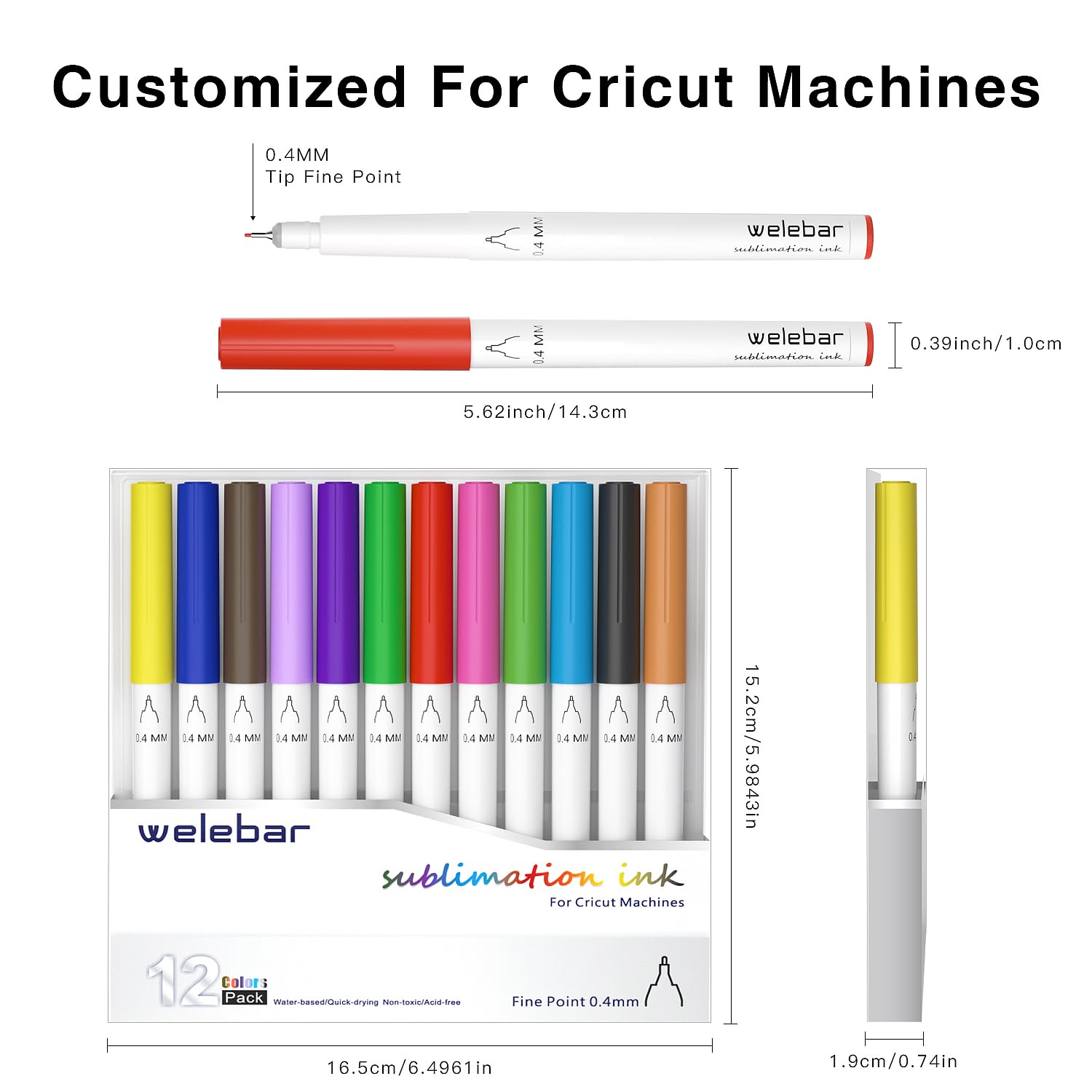12 Pack Infusible Pens for Cricut Maker/Maker 3/Explore 3/Air 2/Air - 0.4mm Tip Sublimation Ink Pen Set for DIY Crafts, Mugs, T-Shirts, Tumblers - Perfect for Personalized Gifts, Home Decor & Craft Projects