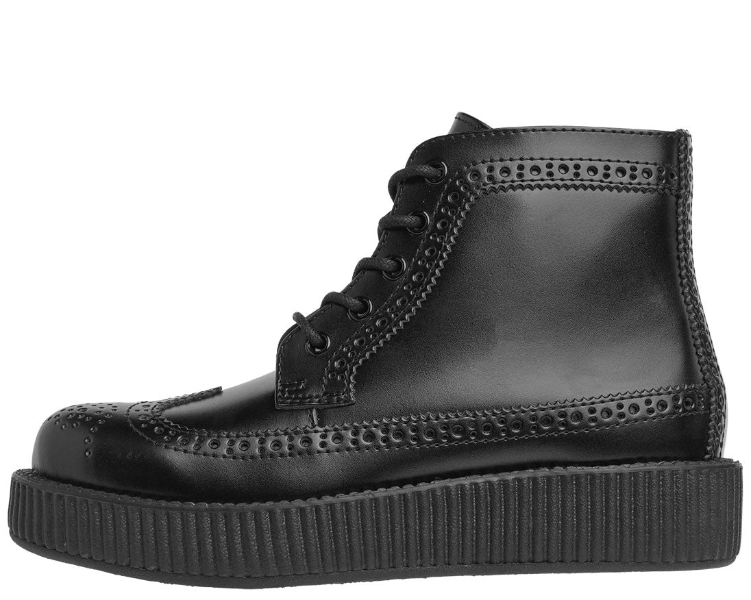 T.U.K Black Brogue Wingtip Viva Low Creeper Boot - Stylish Vintage Punk Rock Shoes for Women & Men - Perfect for Concerts, Parties & Everyday Fashion