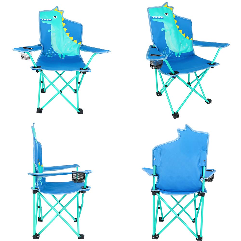 KABOER Kids Folding Camping Chair with Cup Holder & Carry Bag - Portable Outdoor Lawn Chair for Children, Beach, Picnic, Travel & Backyard Use