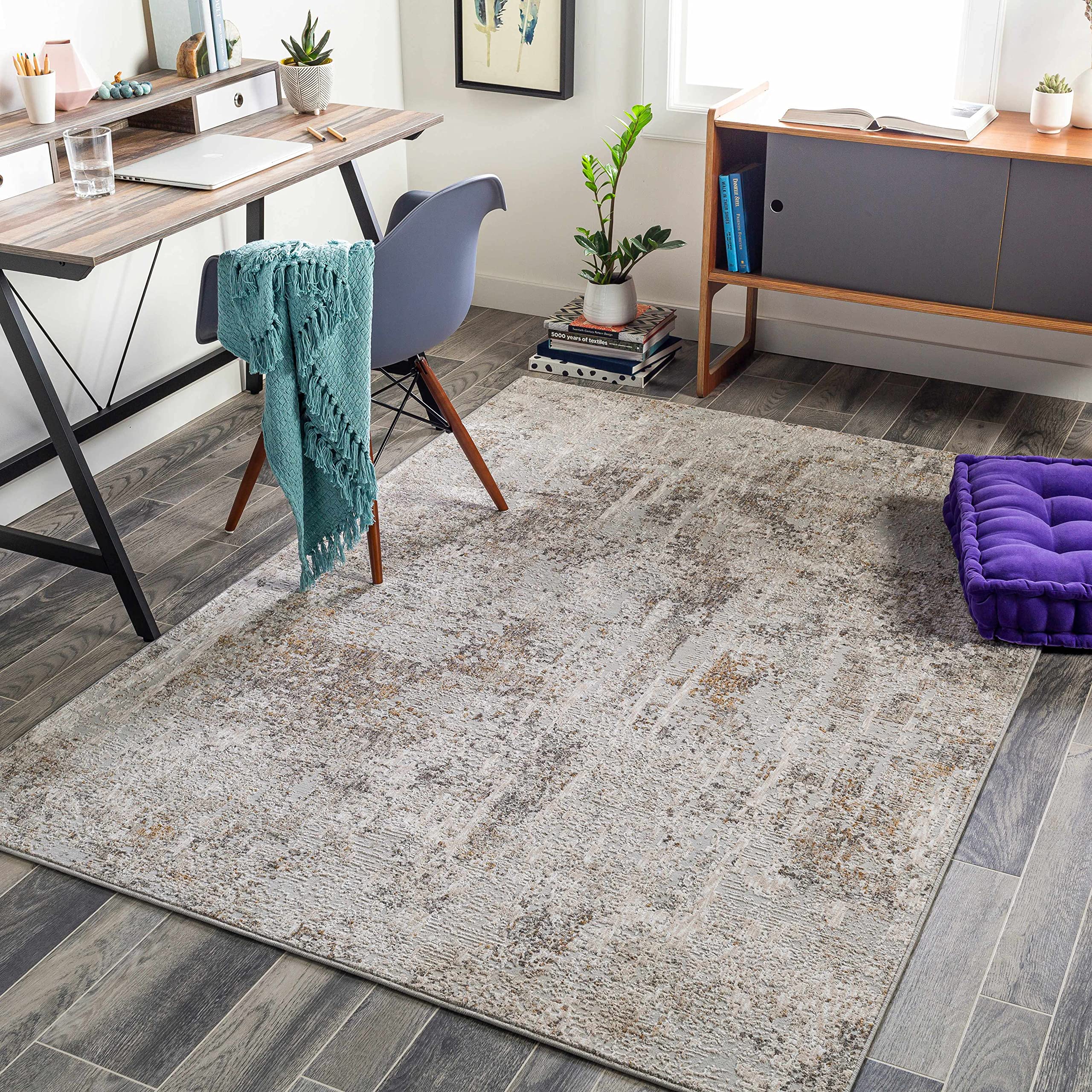 Hauteloom Windale Modern Area Rug 2' x 3' - Soft Living Room & Bedroom Carpet in Brown, Blue, Gray - Perfect for Home Decor, Office, Dorm Room