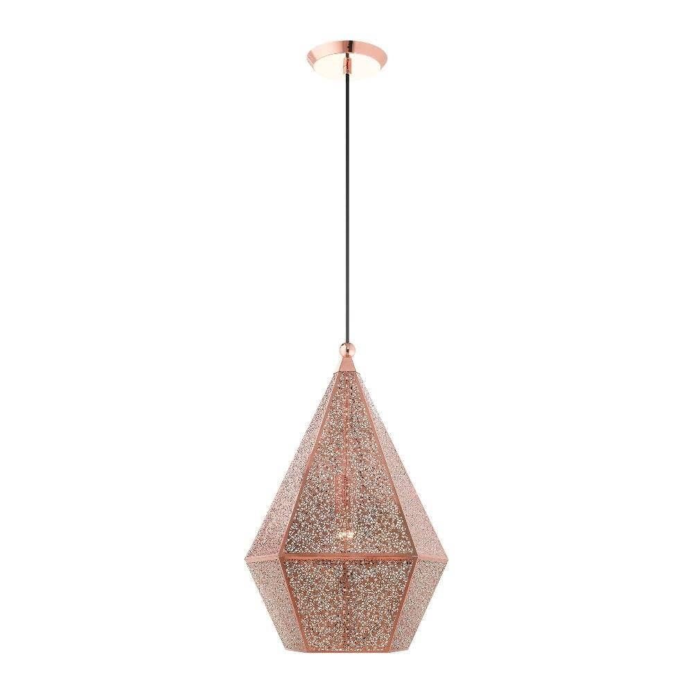 Livex Lighting 48924-86 Modern Rose Gold Single Light Pendant - Perfect for Kitchen Island, Dining Room, or Entryway Lighting