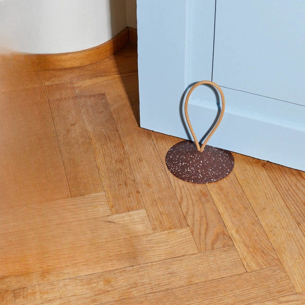 PIDAT STOP Rubber Door Stopper - Heavy Duty Brown Wedge for Sliding Doors, Home & Office Use - Prevents Door Slams, Protects Walls & Floors