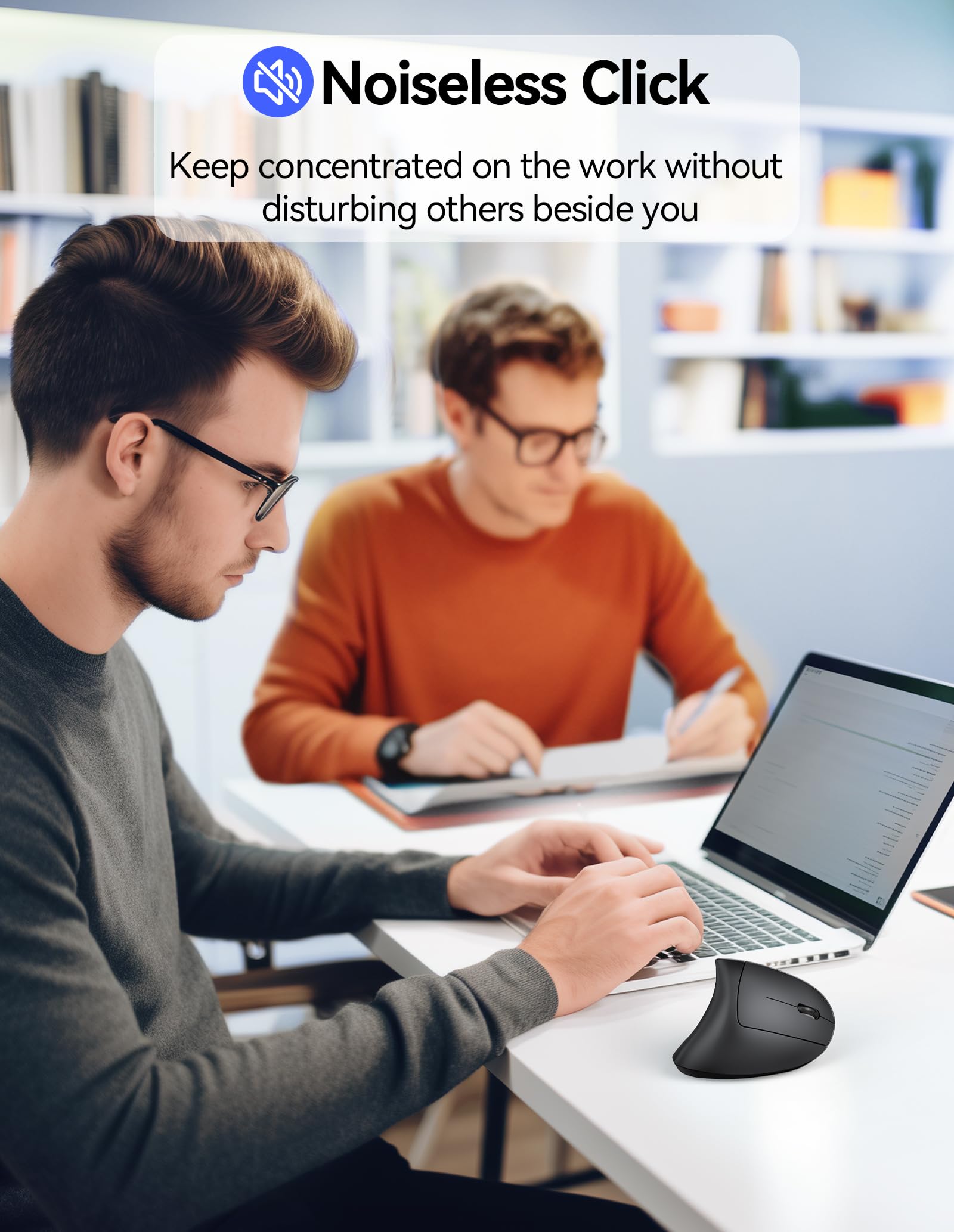 TECKNET Wireless Ergonomic Mouse - Rechargeable Vertical Mouse for Right Hand, Silent Click, 4800 DPI Adjustable, 2.4GHz USB for Laptop, Computer, MacBook & Desktop - Perfect for Office Work, Gaming & Reducing Carpal Tunnel Pain