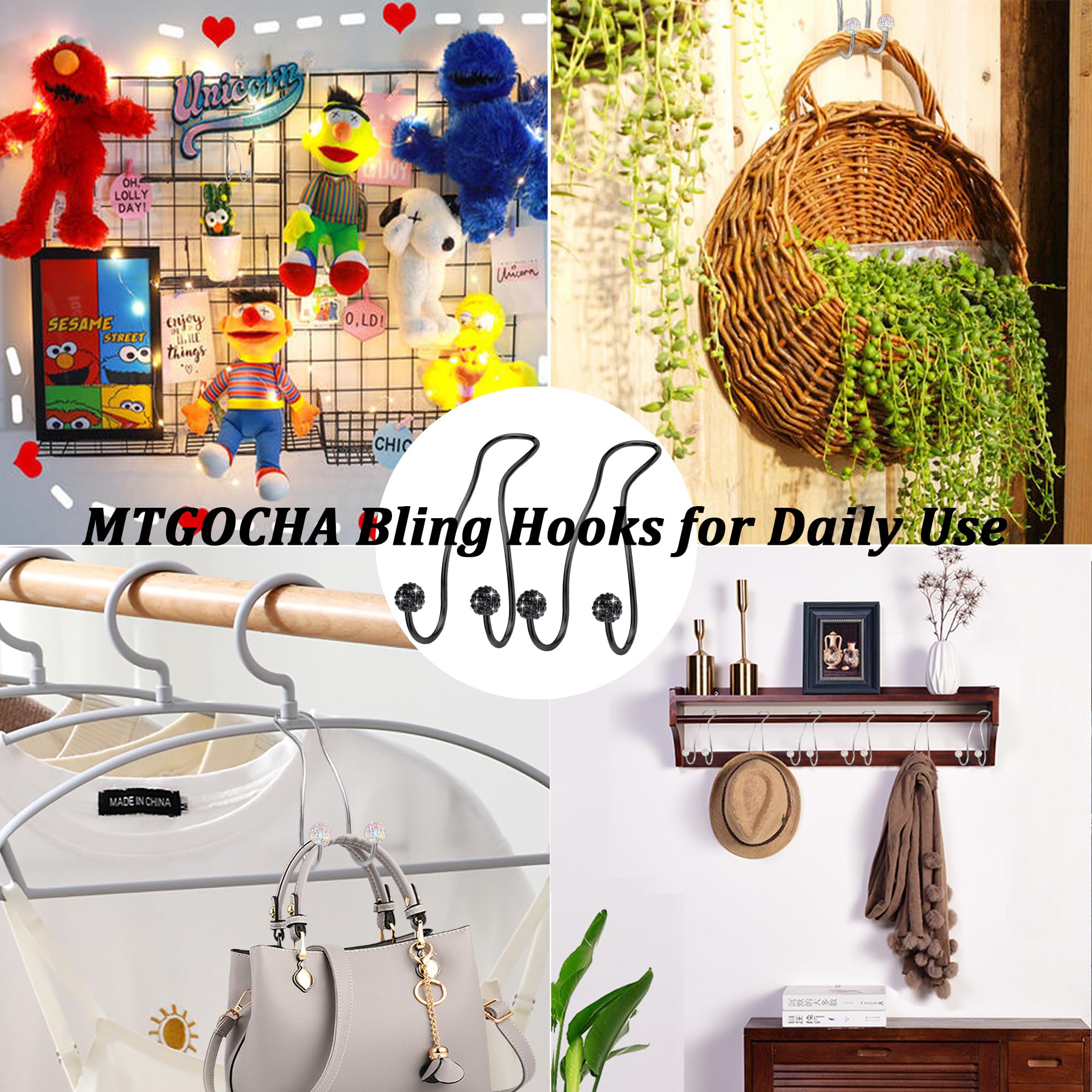 MTGOCHA Bling Car Purse Hook - Upgraded Metal Headrest Hanger for Women, Black | Secure Your Handbag, Tote, or Shopping Bags While Driving - Perfect Car Accessory for Road Trips, Commuting & Errands
