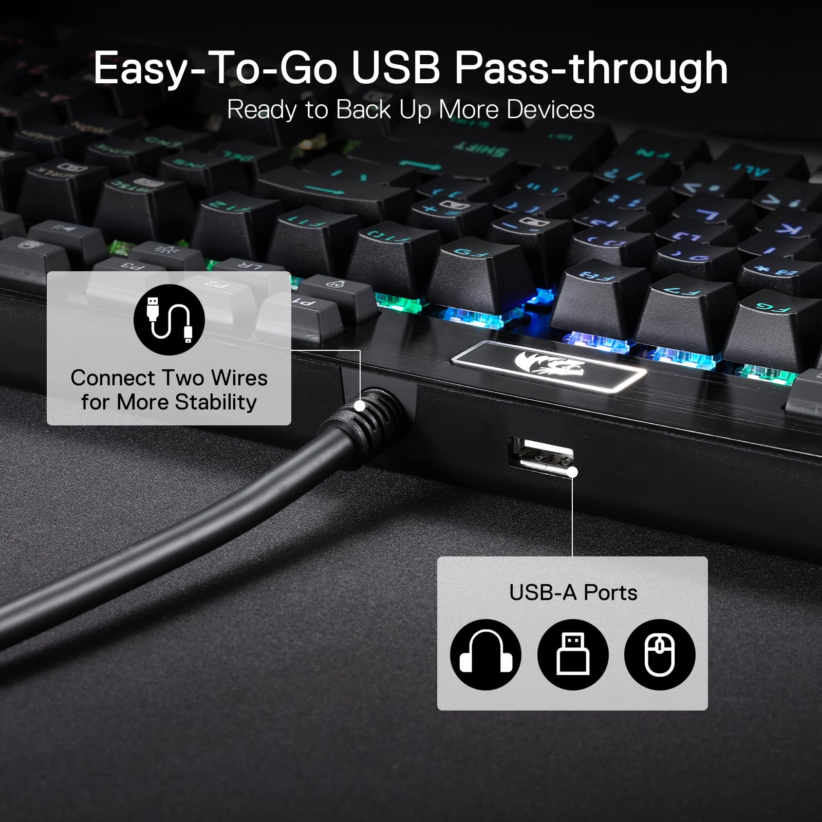 Redragon K550 RGB Gaming Keyboard - 104 Key Mechanical Keyboard with 12 Macro G Keys, Aluminum Top Plate, Clicky Purple Switches, USB Port & Wrist Rest - Perfect for PC Gaming, Esports & Office Work