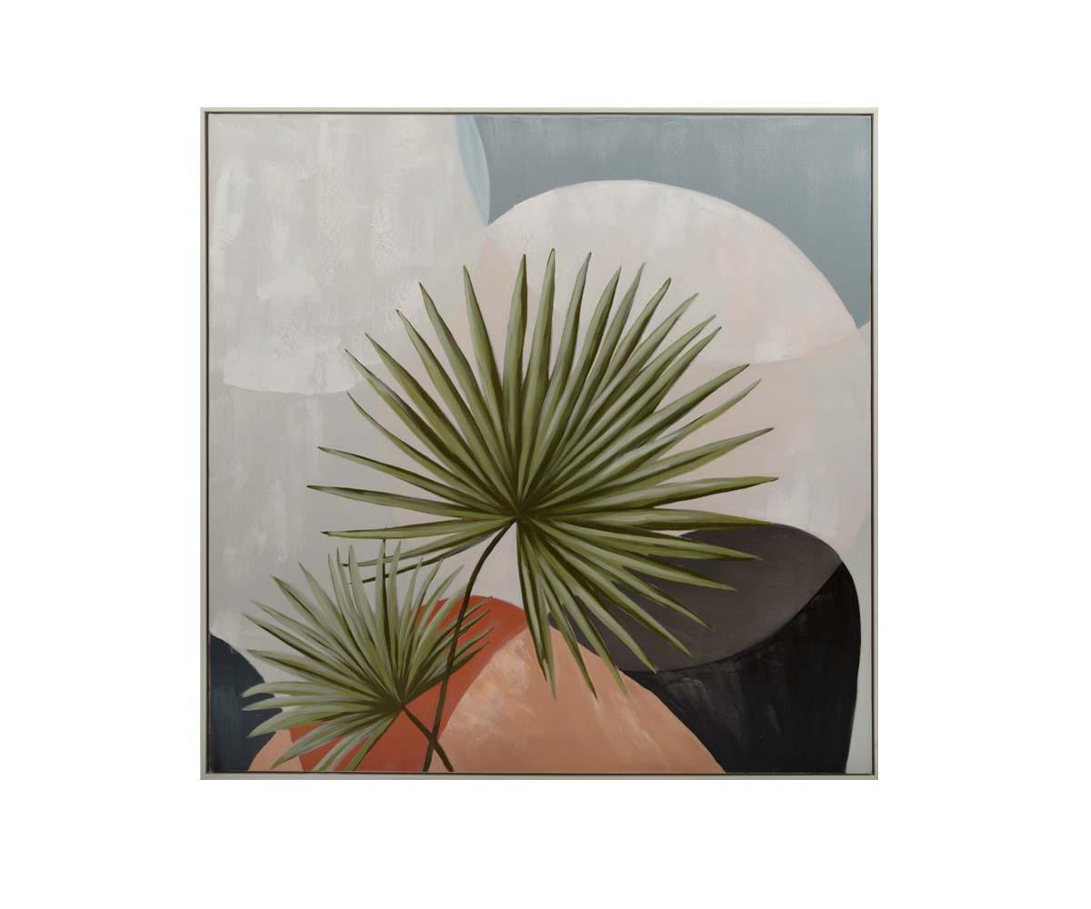 Moonlit Fronds Oil Painting - Handmade Canvas Art for Home Decor, Living Room Wall Art, Bedroom Aesthetic