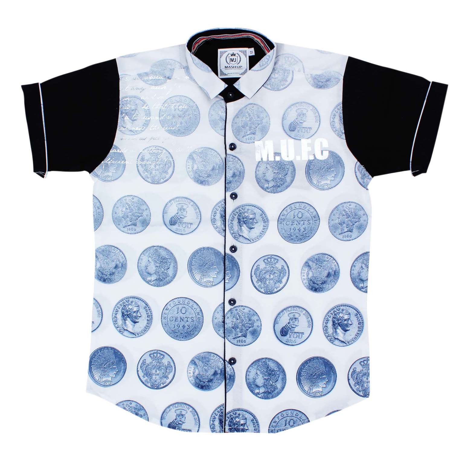 Trendy MashUp Coin Print White T-Shirt for Men & Women | Vintage Style Graphic Tee for Casual Wear, Street Fashion & Everyday Outfits