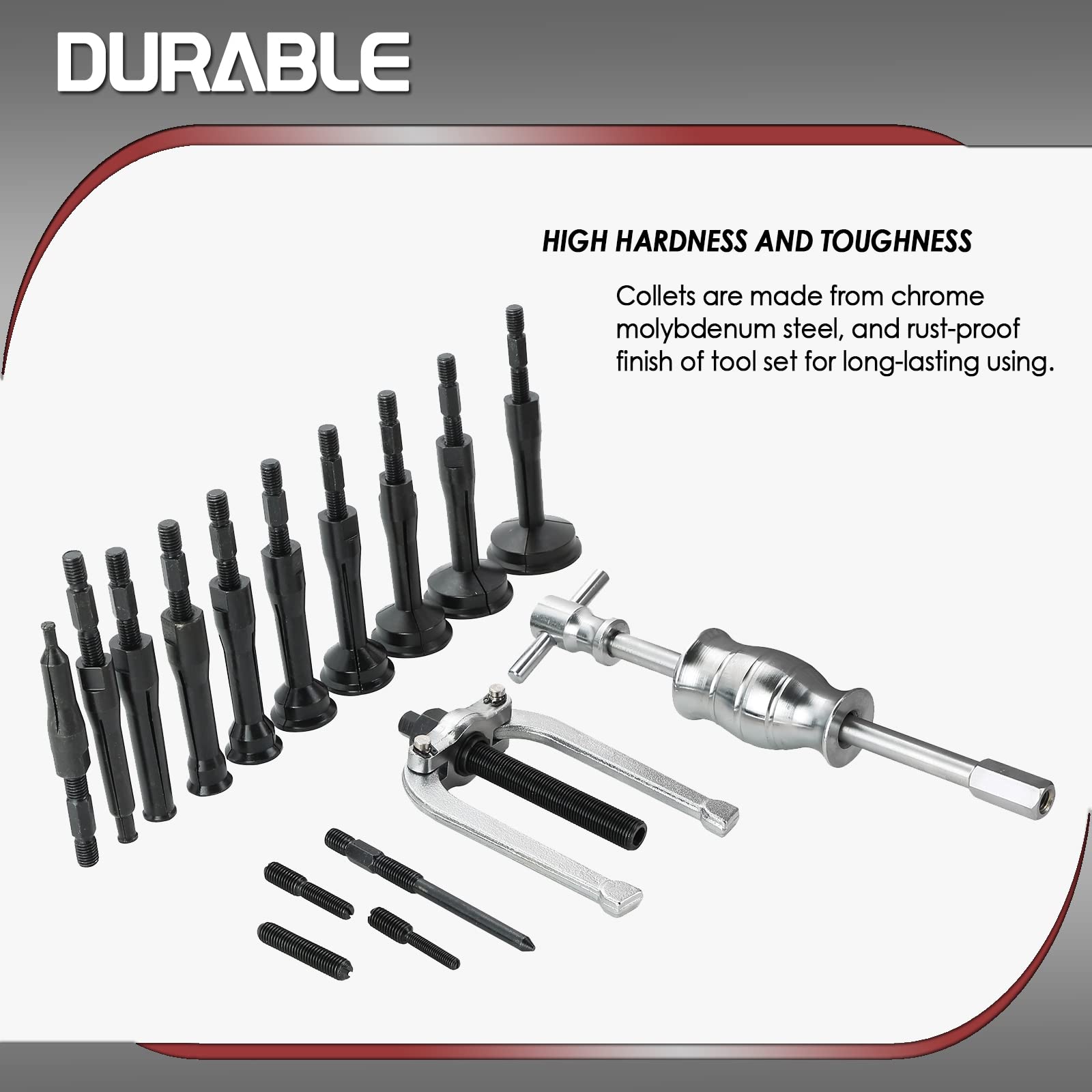 JHLP Bearing and Seal Puller Kit - 16 Piece Slide Hammer Extractor Set - Essential Tool for Blind Hole Bushing & Inner Bearing Removal - Perfect for Automotive, Industrial, and DIY Repairs