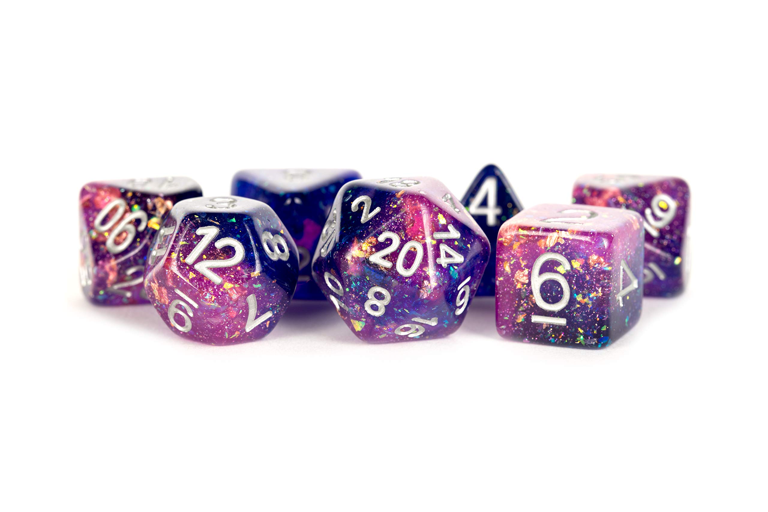 FanRoll 16mm Resin Polyhedral Dice Set - Eternal Purple & Blue Swirl RPG Dice for Dungeons & Dragons, Pathfinder, MTG and Tabletop Gaming