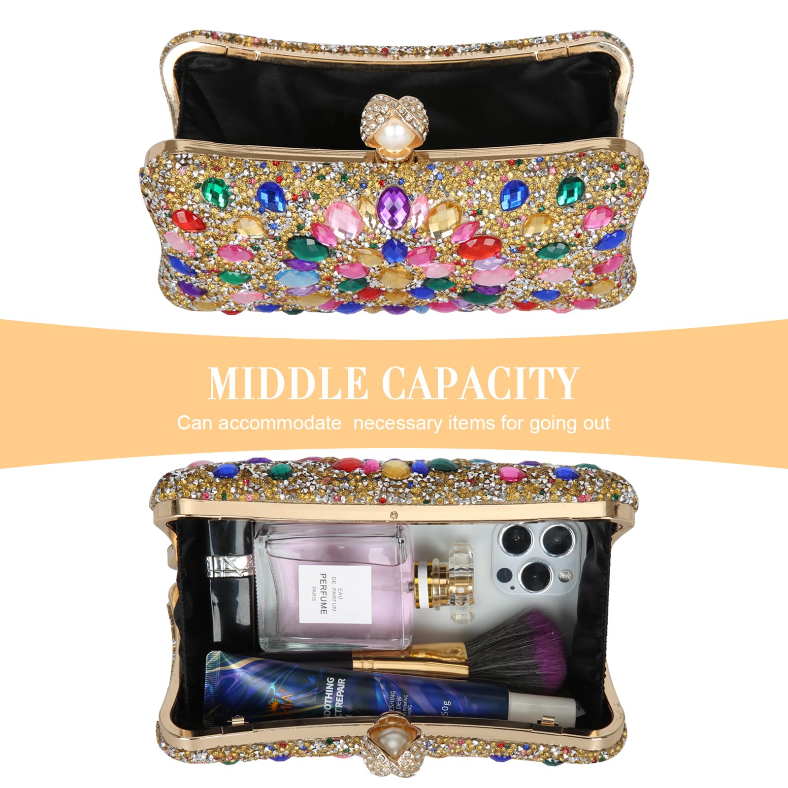 Sparkly Rhinestone Evening Clutch Purse for Women - Luxury Glam Handbag for Parties, Weddings & Special Occasions