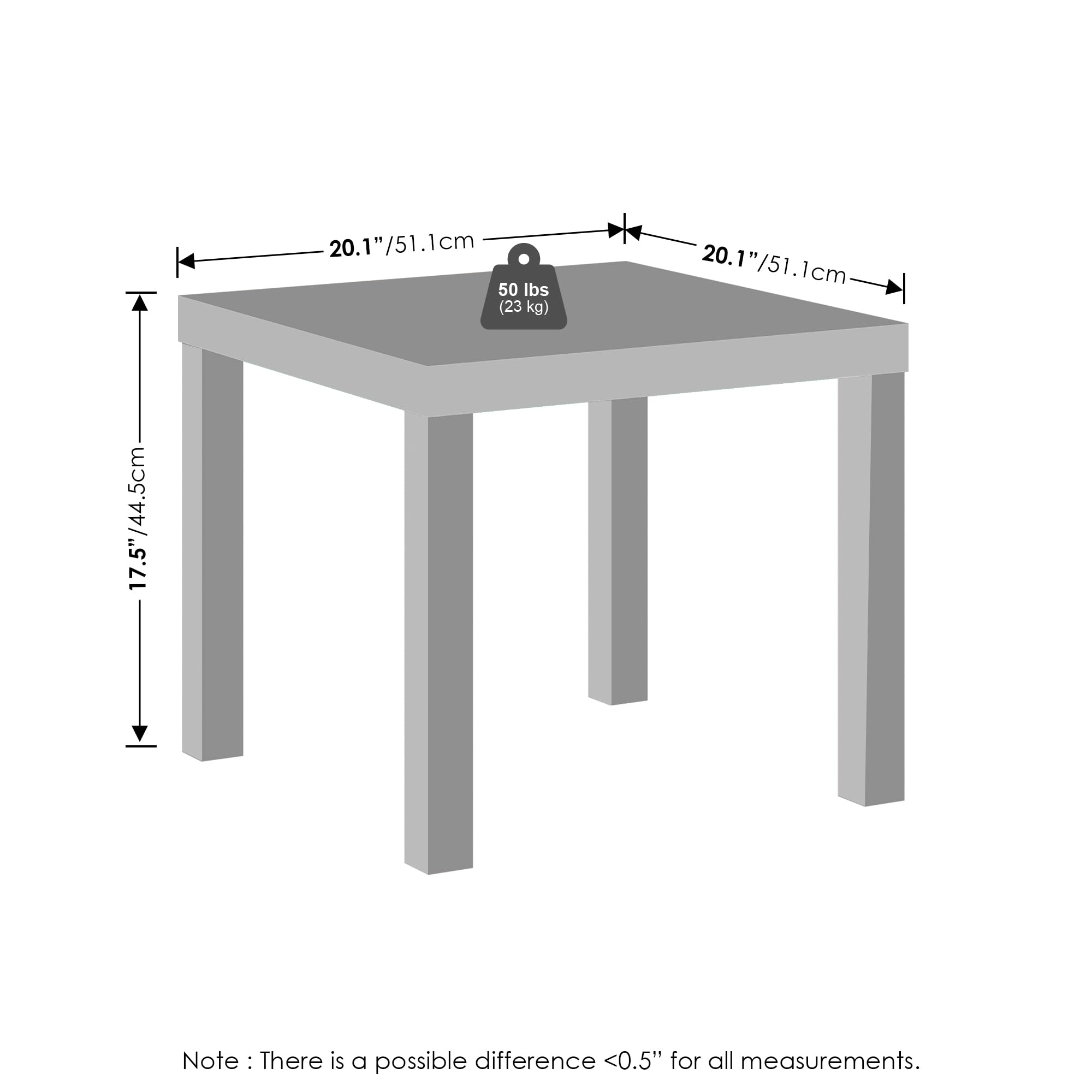 Furinno Simple Square Coffee Table - Black End Table for Living Room, Bedroom, or Office - Sturdy & Stylish Side Table for Home Decor
