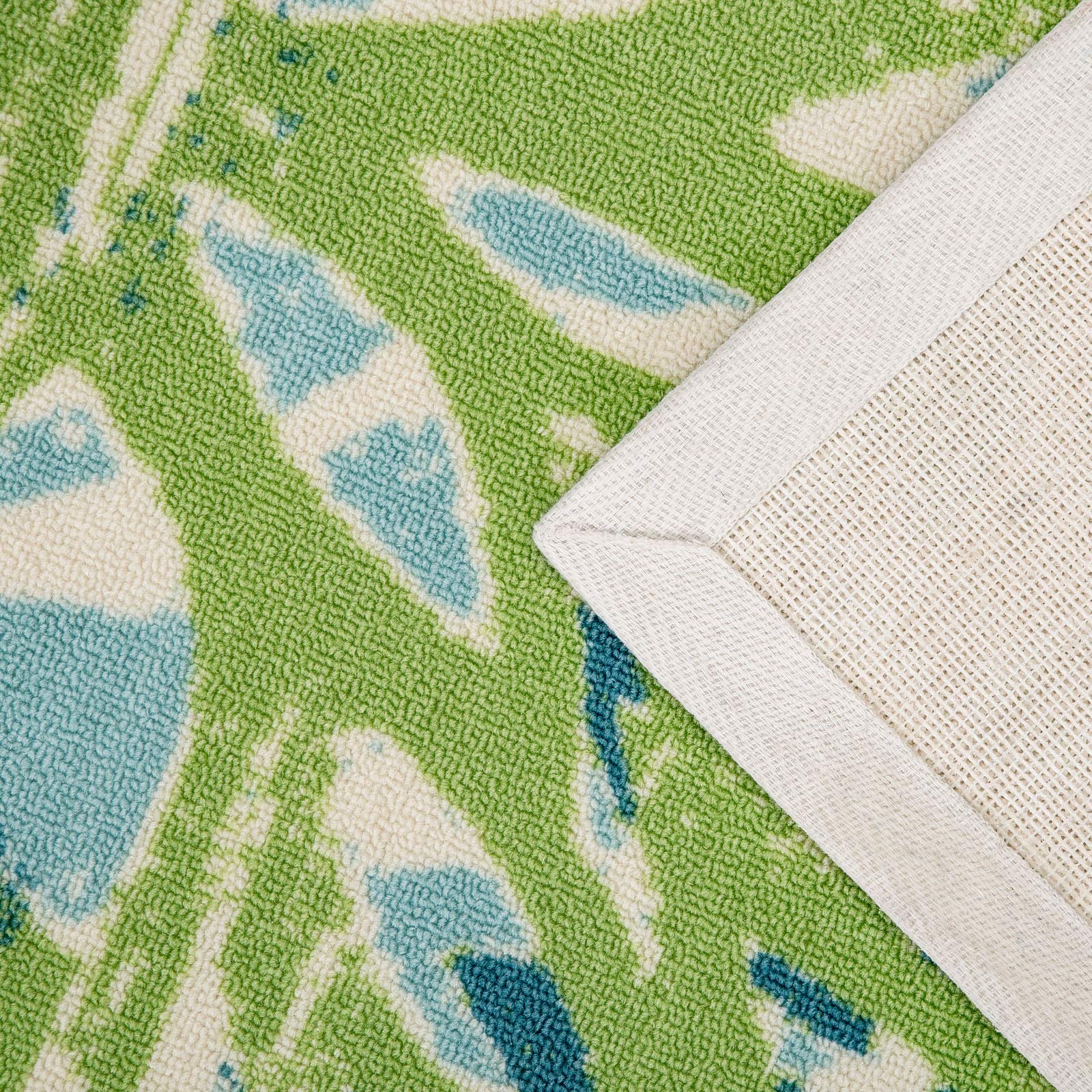 DECOMALL 8'x10' Outdoor Rugs for Deck, Backyard, Patio - Waterproof & UV Resistant Large Carpet with Green Blue Floral Design - Perfect for Garden, Poolside, and Outdoor Entertaining Areas