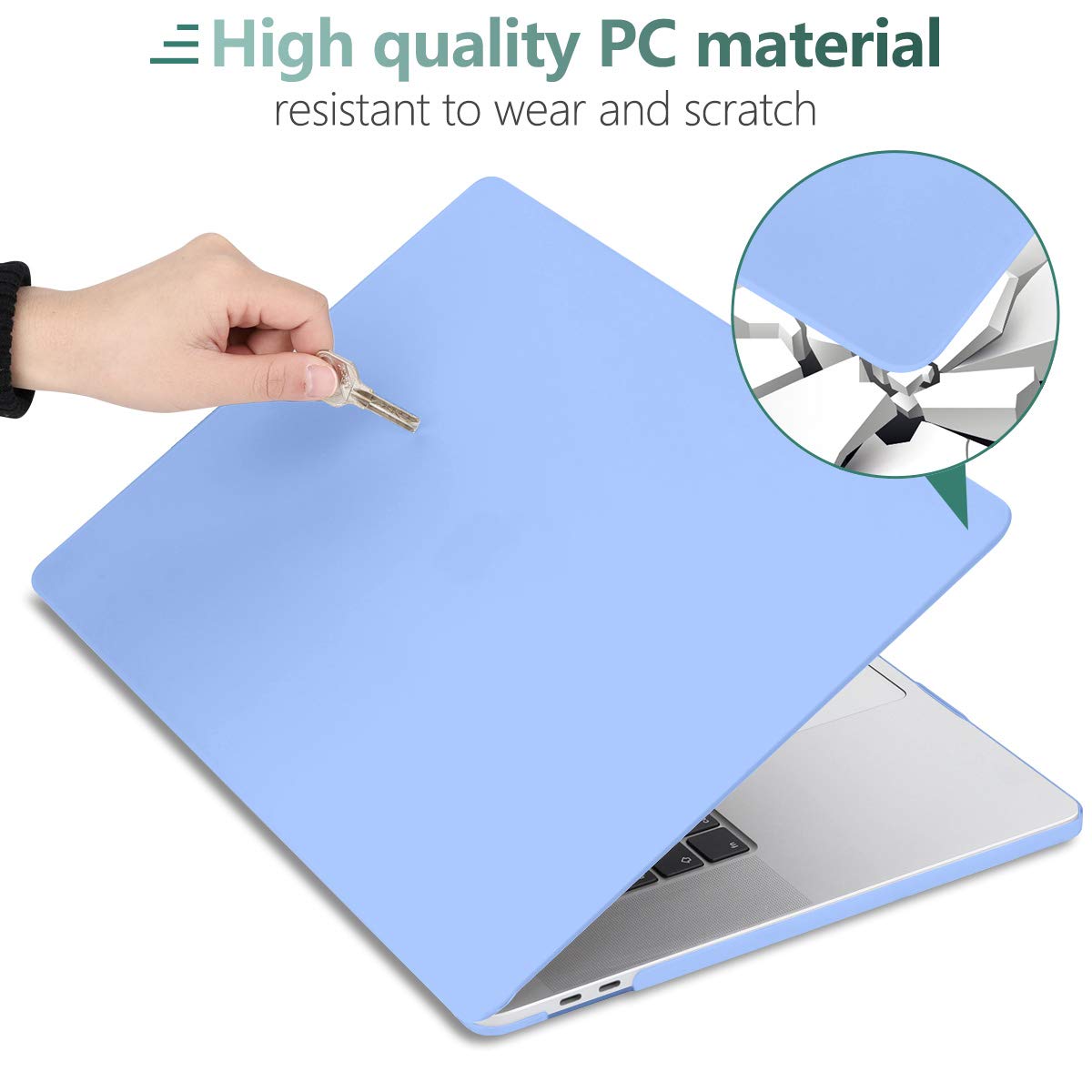 DONGKE Matte Plastic Hard Shell Case & Keyboard Cover Compatible with MacBook Pro 16 inch 2020 2019 Model A2141 - Fits Retina Display & Touch Bar with Touch ID - Serenity Blue - Perfect for Office, Travel & Home Use