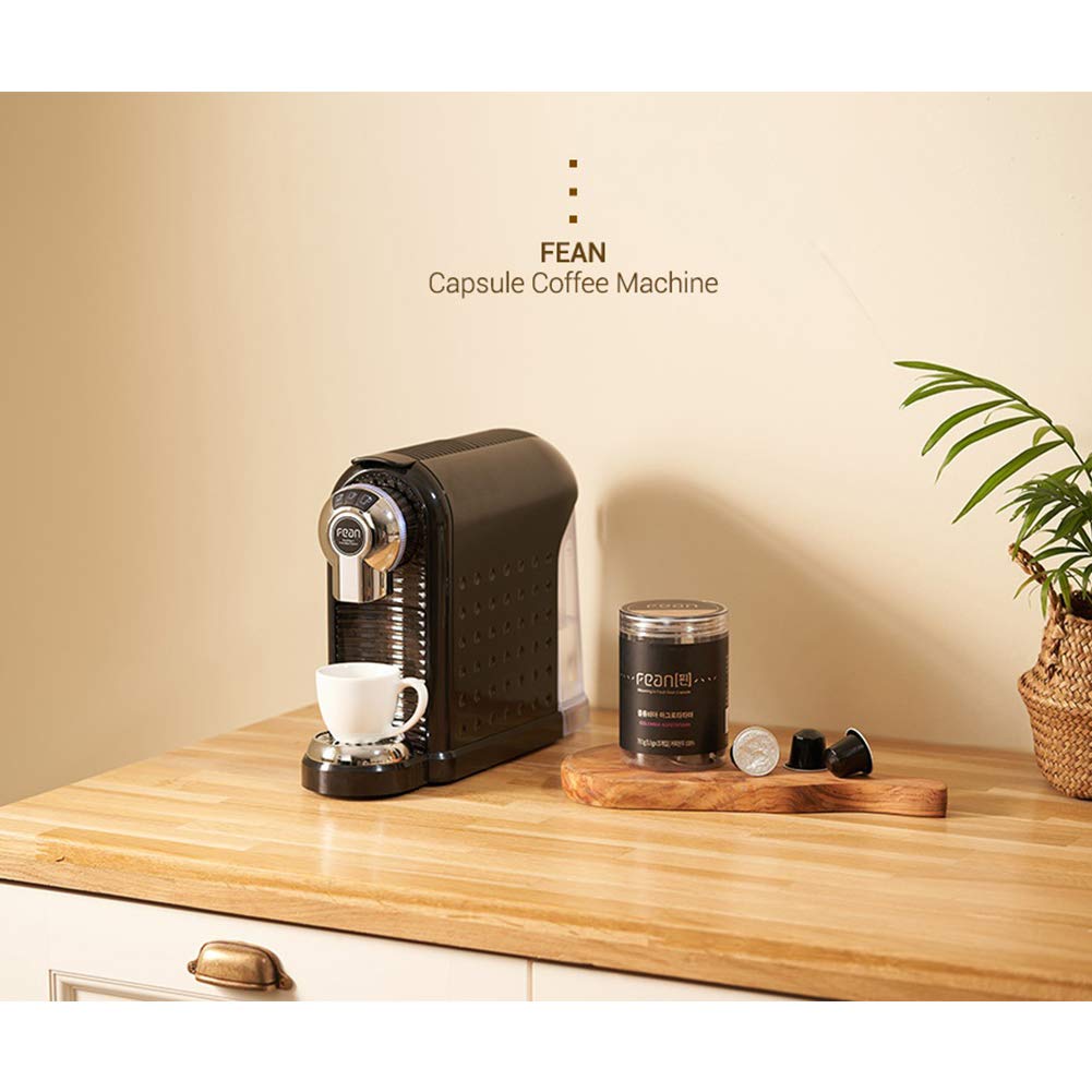 FEAN Portable Stainless Steel Capsule Coffee Machine - 220V Compatible with Nespresso Capsules, Black Espresso Maker for Home & Office Use | Perfect for Kitchen Countertops, Small Spaces & Travel