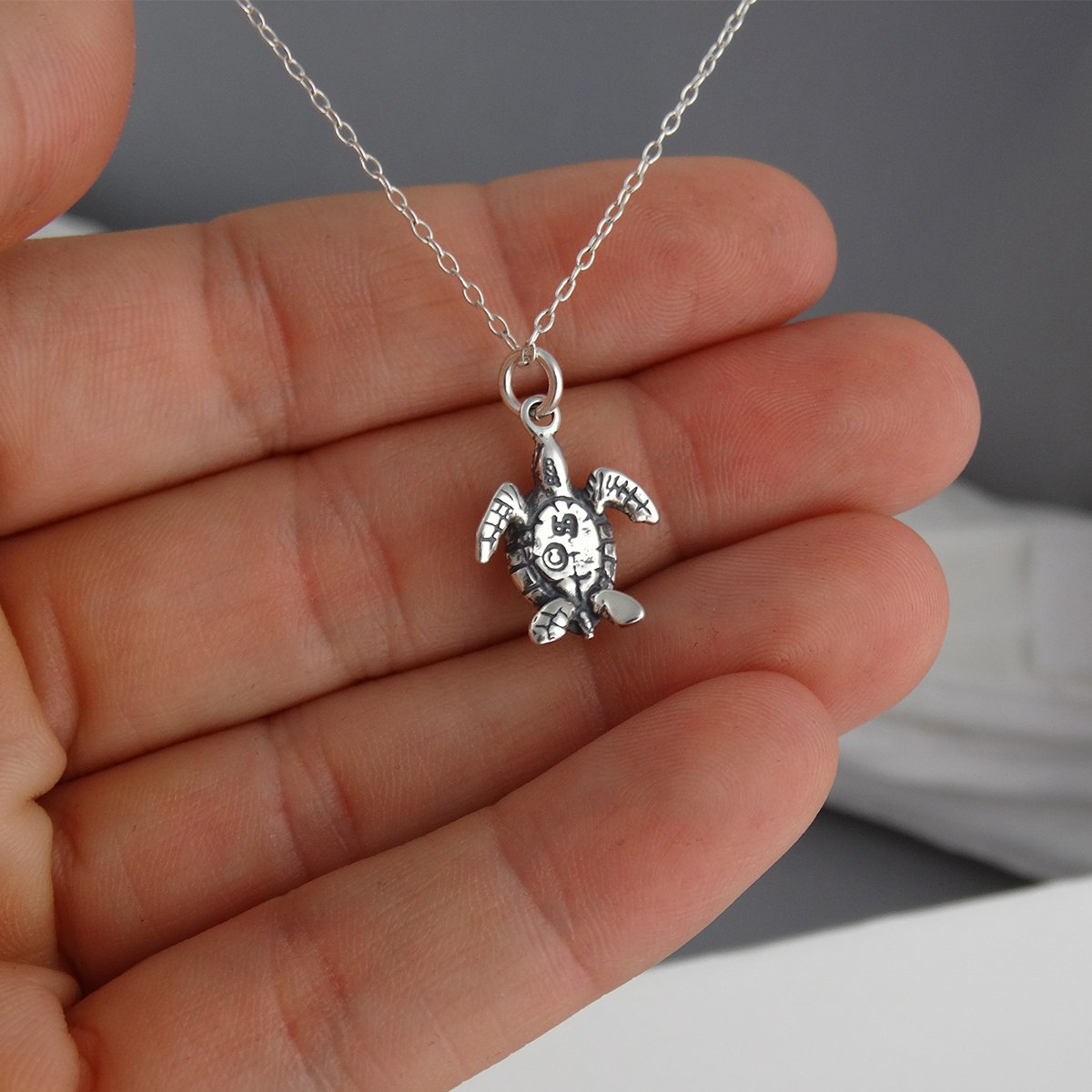 Dainty Cute Turtle Charm Necklace for Women - Sterling Silver Minimalist Jewelry Gift for Her | Perfect for Beach Vacations, Summer Outfits & Boho Style
