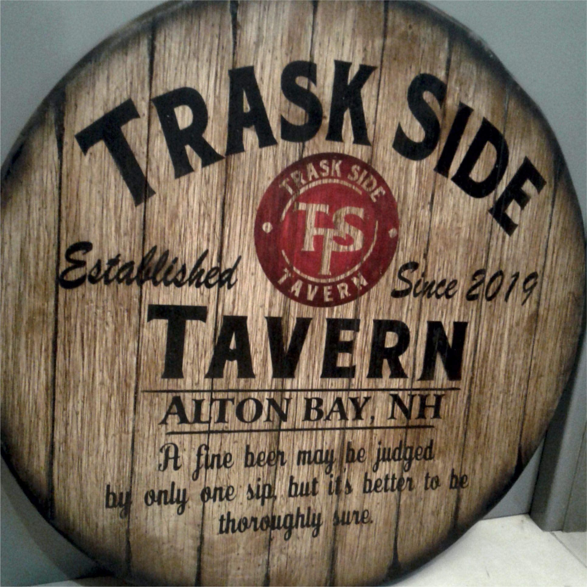 Personalized Wooden Table Top from Whiskey & Wine Barrel Lids - Custom Rustic Home Bar Furniture for Men (16/20/24/30/36/40/42/46 Inch) - Perfect for Man Caves, Living Rooms & Unique Gift Ideas