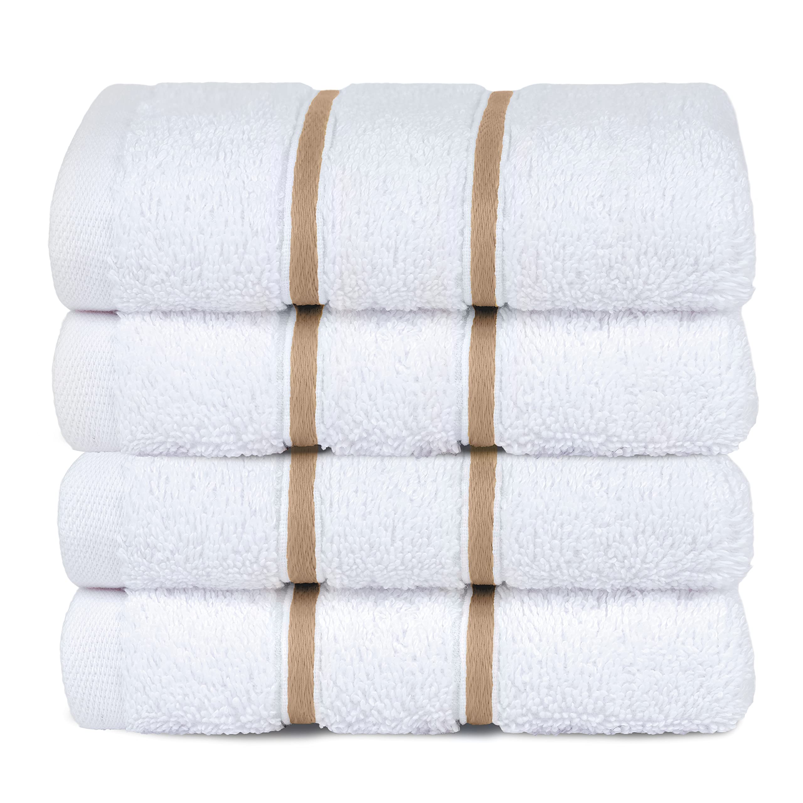 4 Pack Premium White Washcloths - 100% Turkish Cotton Face Towels & Hand Towels for Bathroom, Kitchen | Soft & Absorbent Small Towels for Spa, Makeup Removal, Baby Care & Daily Use