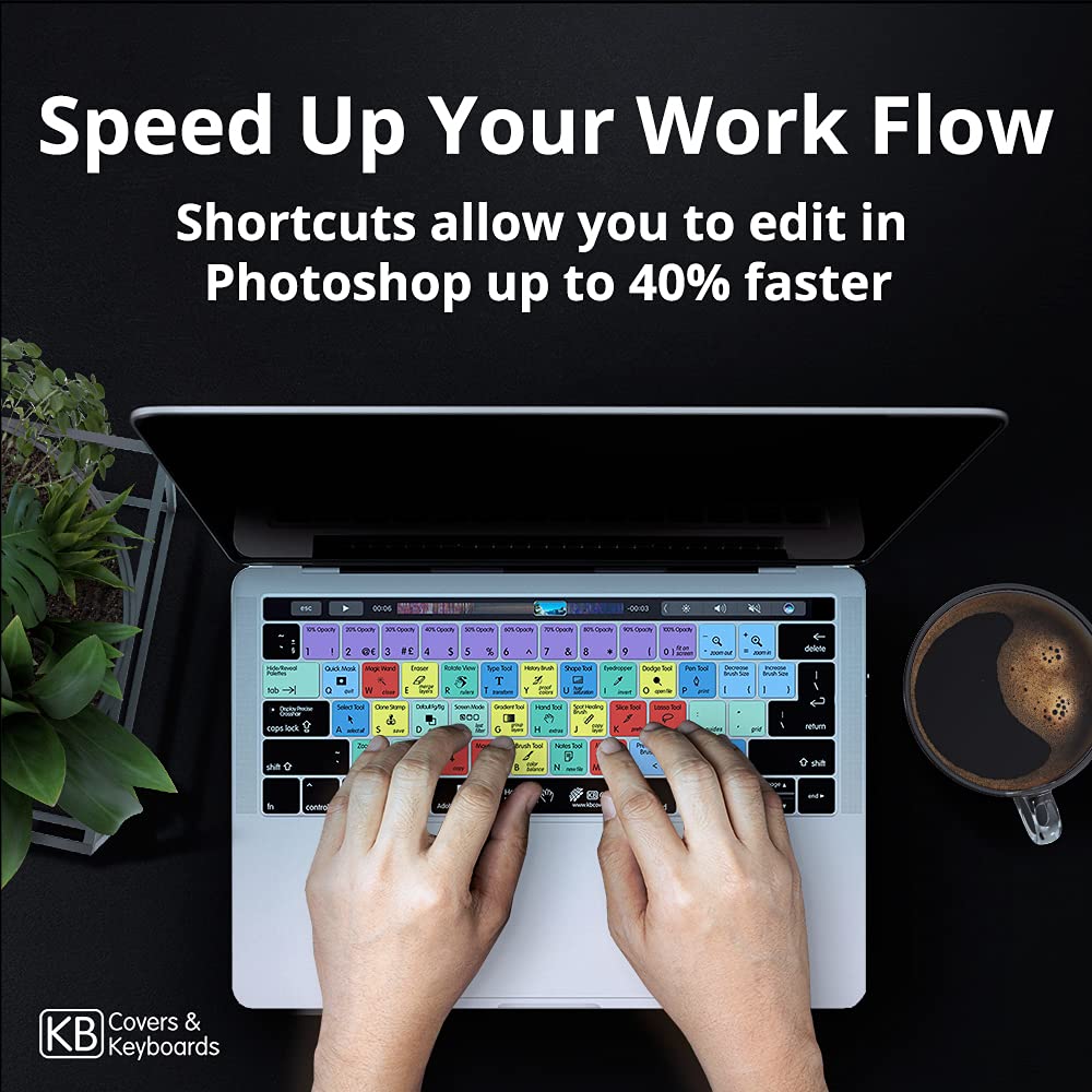 KB Covers for Photoshop | Shortcut Keyboard Skin for 13” MacBook Pro 2016+ & 12” MacBook 2015+ | Ultra Thin, Dustproof, Waterproof & Dirt-Resistant | Perfect for Graphic Designers & Photo Editors